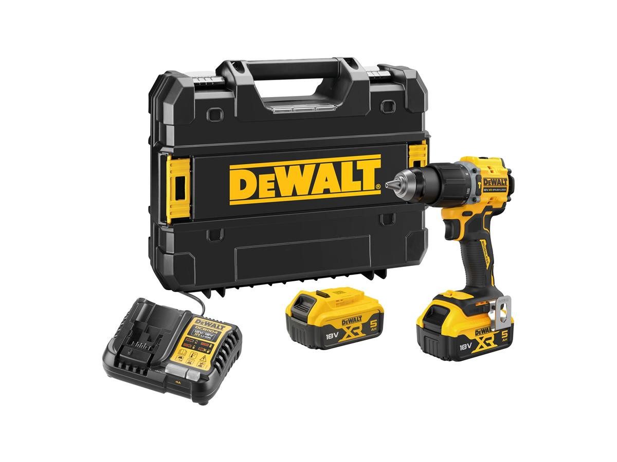 DeWalt Akku-Schlagbohrschrauber DCD799P2T-QW, 18 V, max. 1650 U/min, (Set, 5-tlg), mit 2 x 5 Ah Akkus & System-Schnellladegerät im Koffer