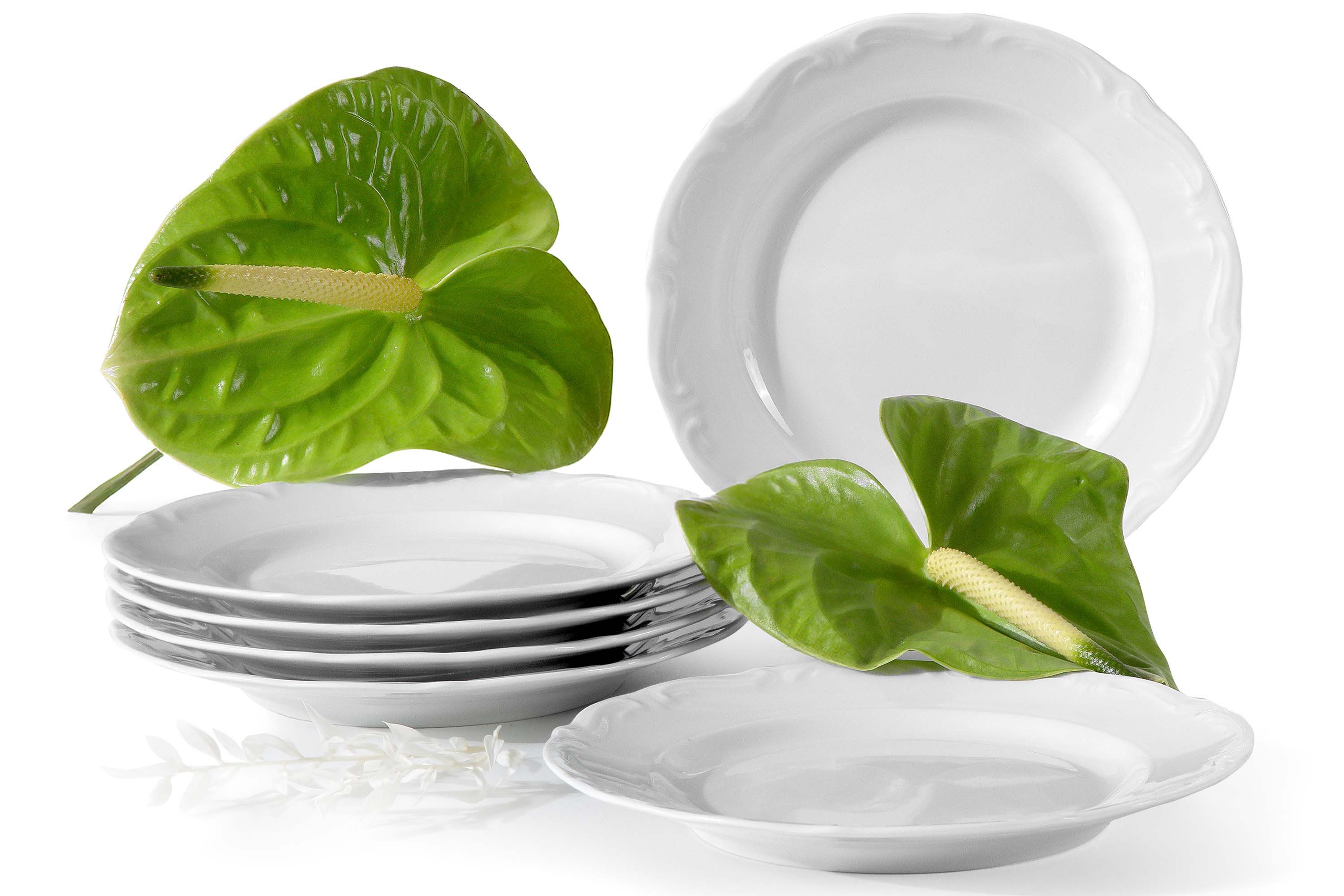 KONSIMO® Teller-Set CHODZIEZ MARIA TERESA Tafelservice, Hochwertiges Premium-Porzellan (6-tlg), 6 Personen, Porzellan, zeitloses Design, 6x Dessertteller, handgefertigt