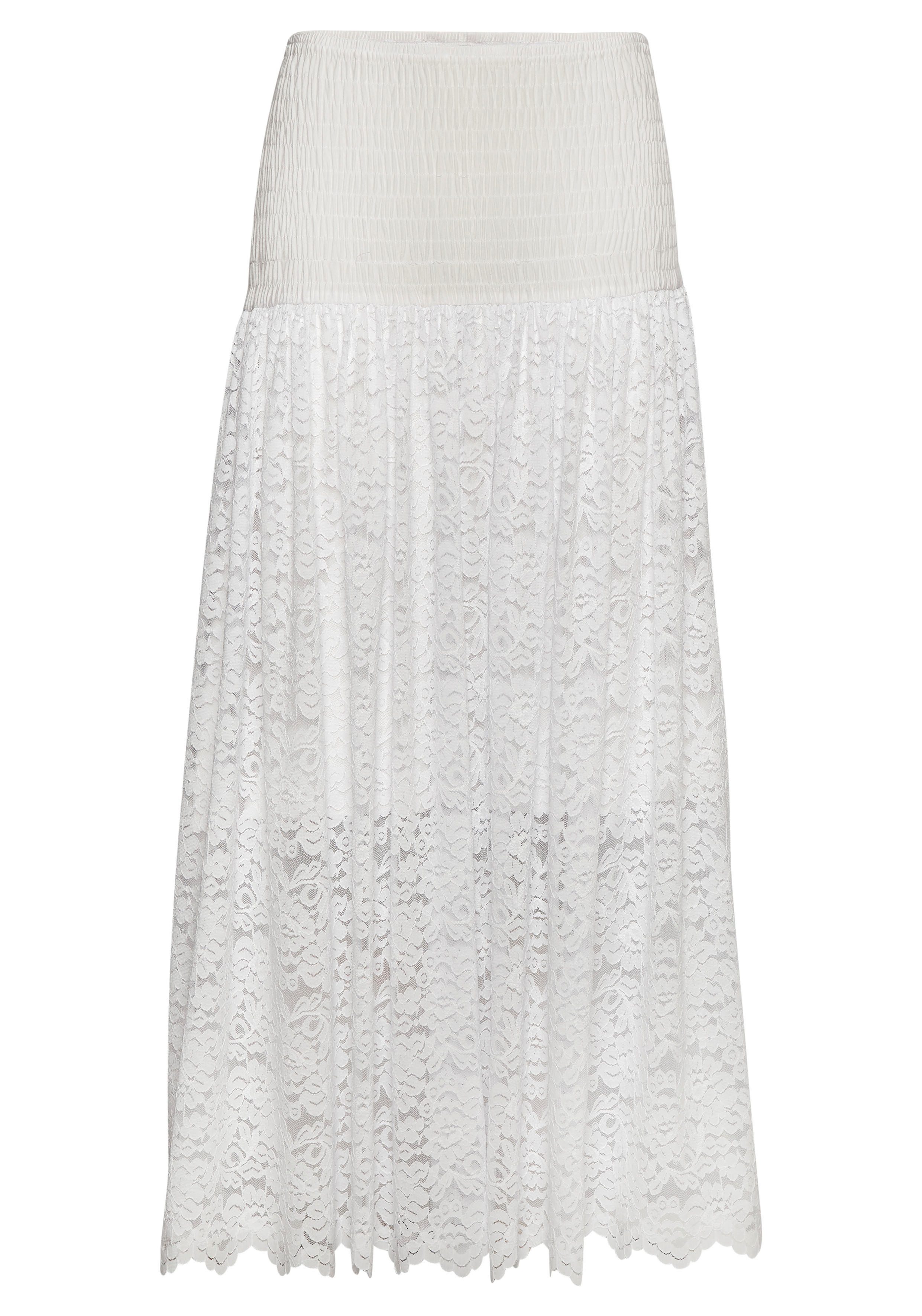LASCANA 2-in-1-Kleid aus geblümter Spitze, auch als Maxirock tragbar verspieltes Sommerkleid, Spitzenkleid, Bandeaukleid, Spitzenrock – Bild 3 von 5