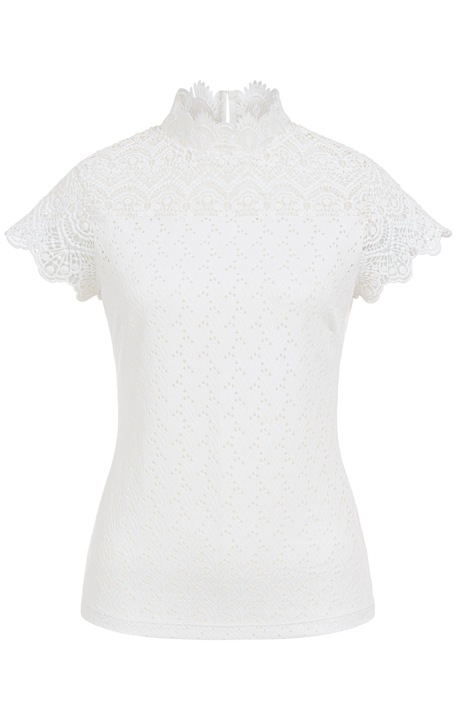 Nübler Trachtenshirt Trachtenshirt Bjelle Offwhite mit Spitze