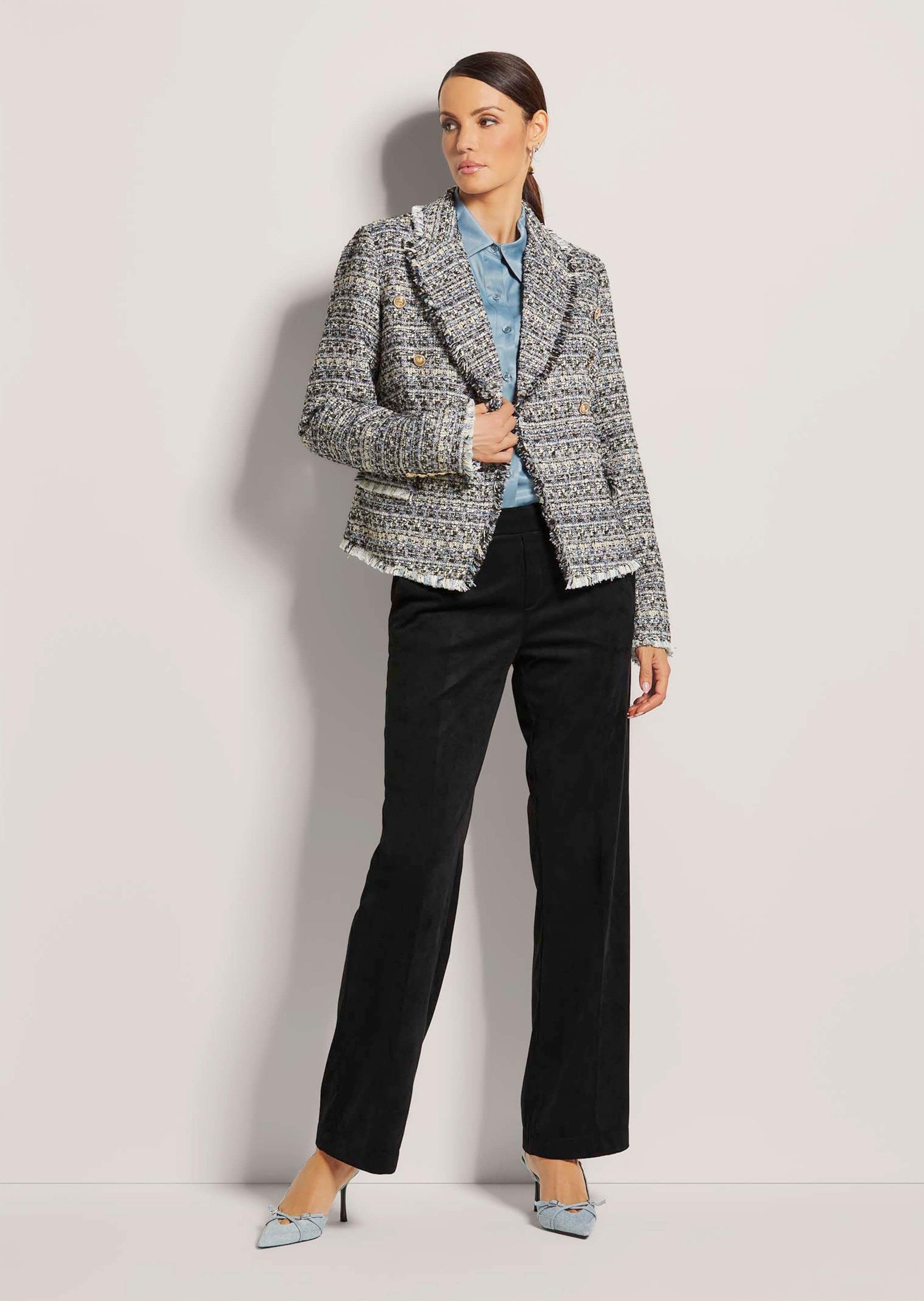 MADELEINE Kurzblazer Kurzer Tweed-Blazer mit Fransen günstig online kaufen