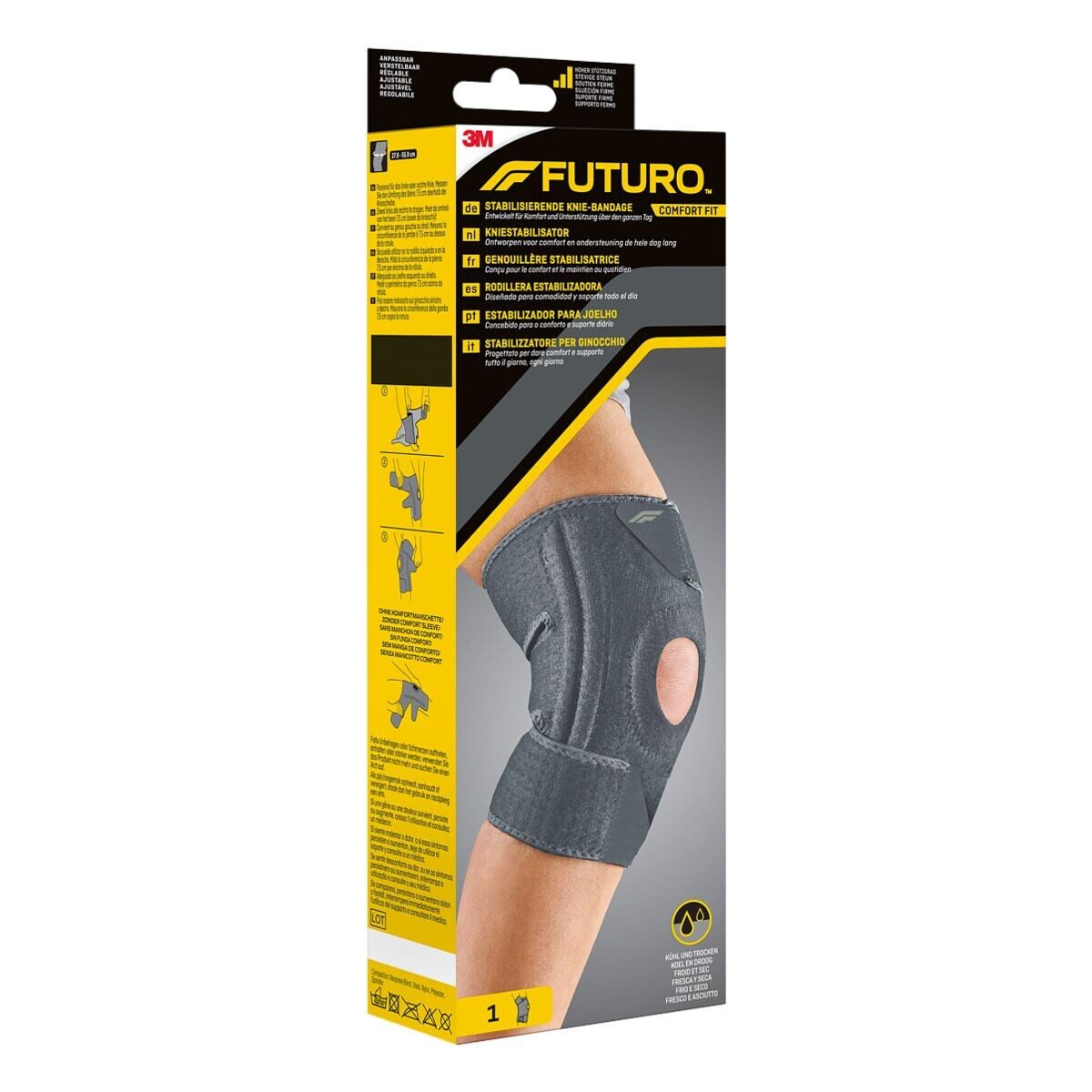 FUTURO" Kniebandage Comfort Fit, mit zweifachen Seitenstabilisatoren, 27.9 - 55.9 cm, li/ re passend