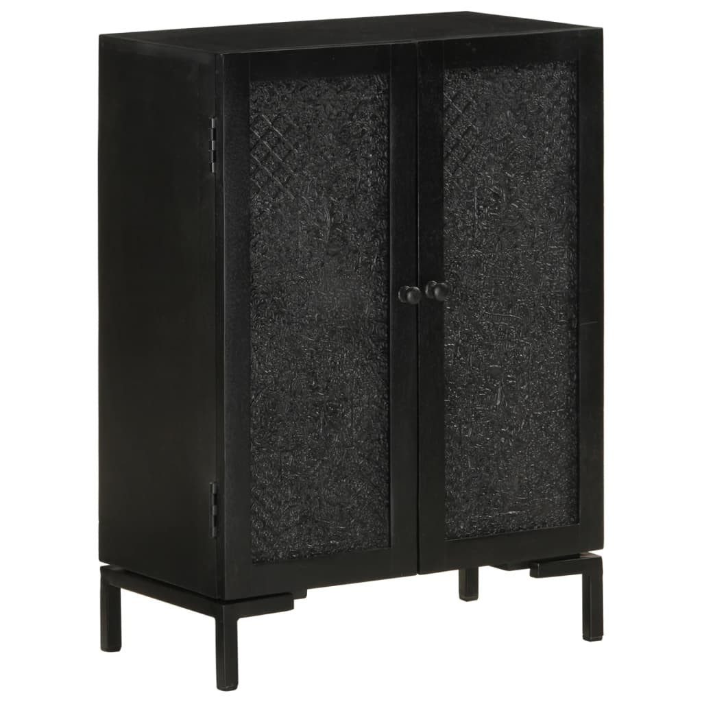 Sideboard Sideboard Schwarz 55x30x77 cm Massivholz und Eisen
