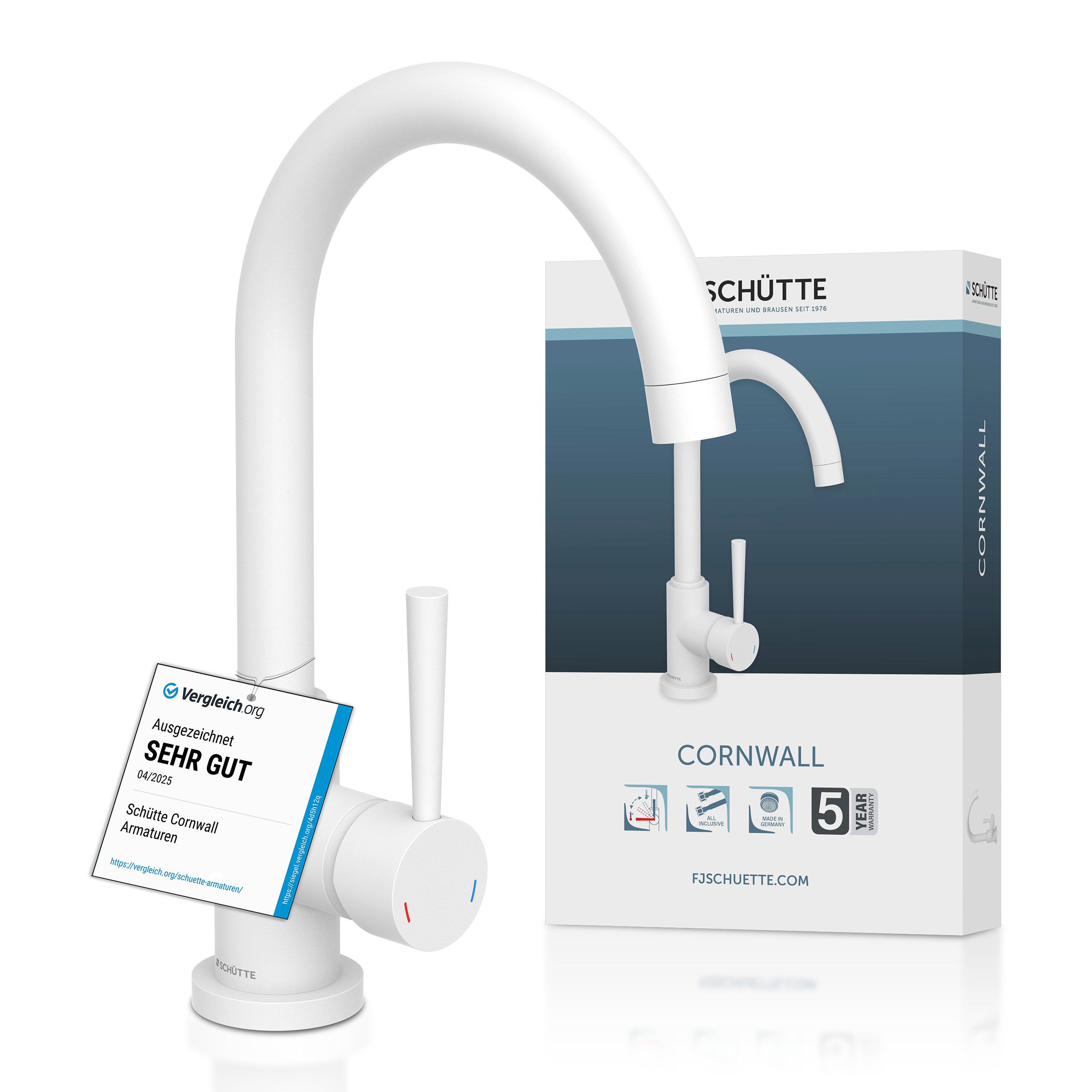 Schütte Spültischarmatur CORNWALL praktische Cold-Start-Funktion zum Energiesparen, 360° schwenkbar