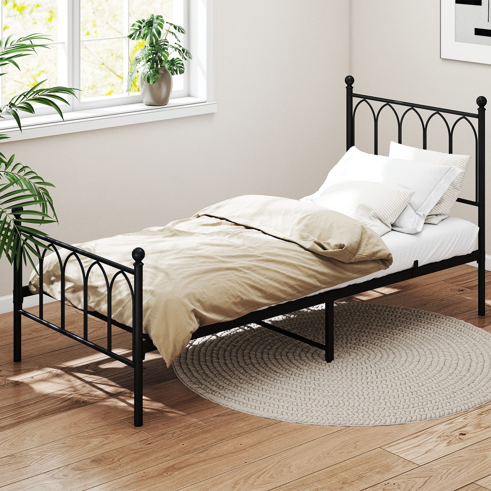 REDOM Metallbett Einzelbett Jugendzimmer mit Lattenrost ohne Martatze (90x2 günstig online kaufen