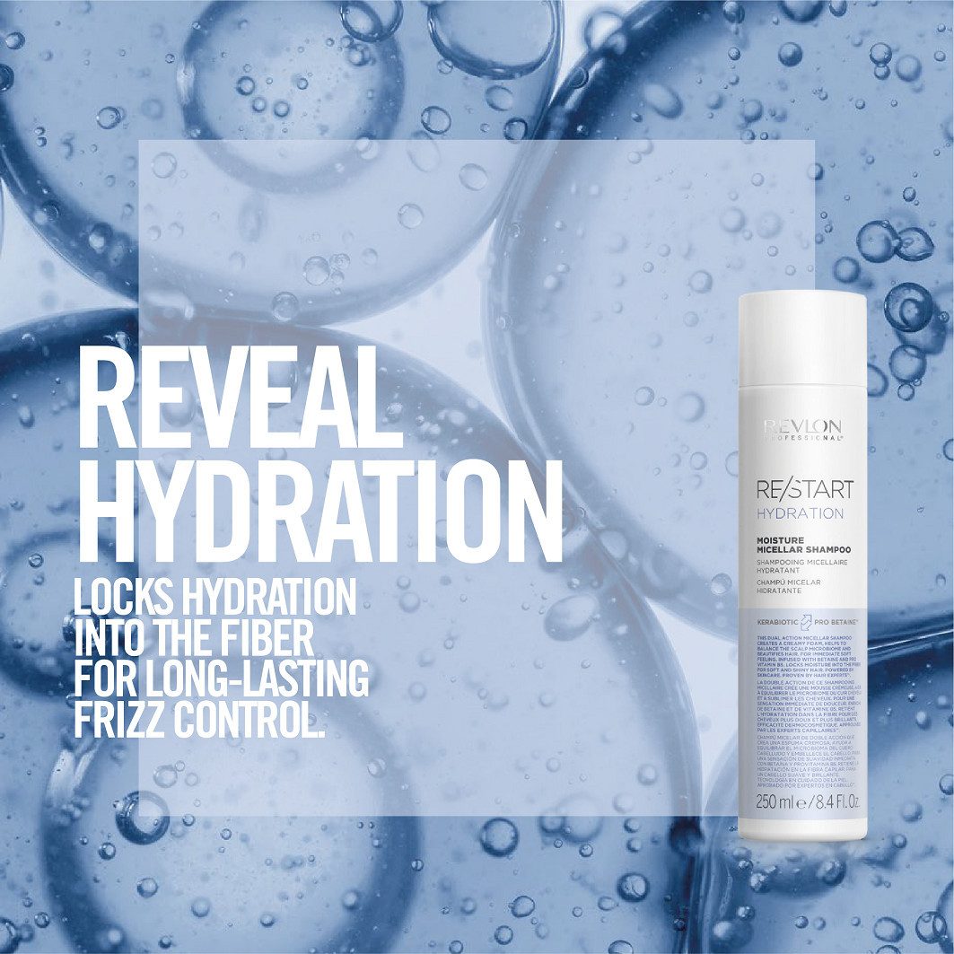 REVLON PROFESSIONAL Haarshampoo RE/START HYDRATION MOISTURE MICELLAR SHAMPOO, Bringt Glanz und spendet Feuchtigkeit für normales bis trockenes Haar.