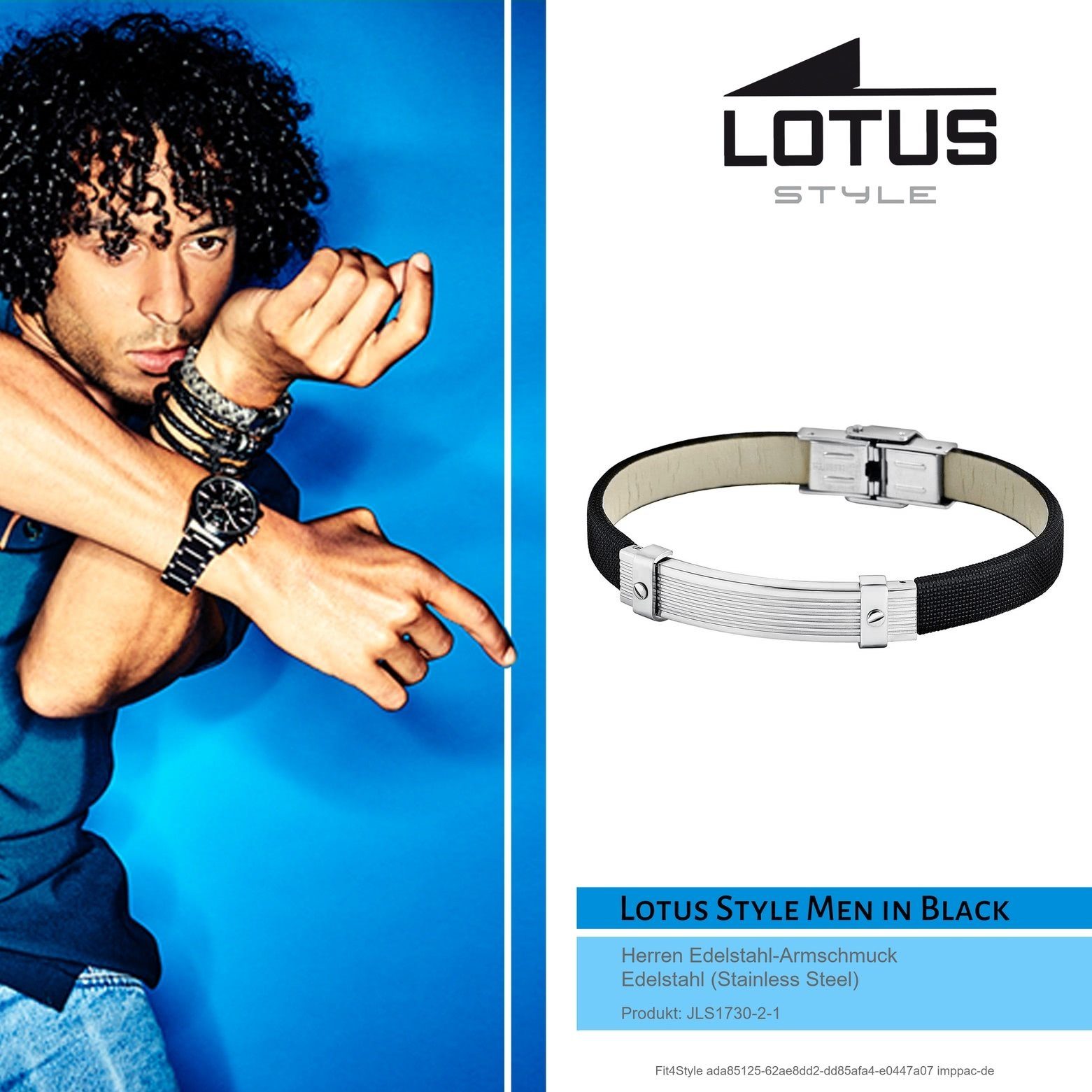 Herren (Stainless (Armband), Edelstahl LS1730-2/1 für Style Lotus Armbänder Lotus schwarz Edelstahlarmband Steel) Style Armband