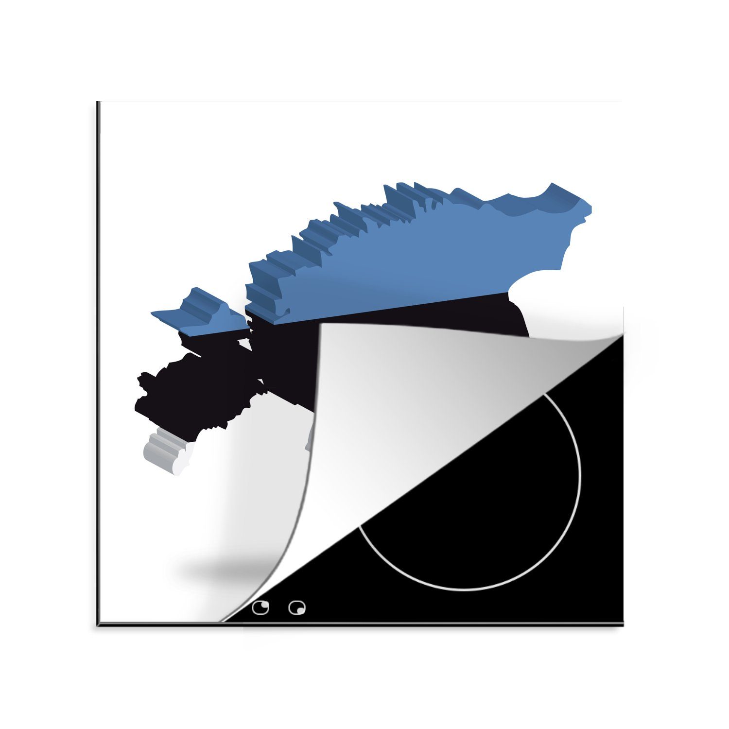 MuchoWow Herdblende-/Abdeckplatte Die Form und die Flagge von Estland, Vinyl, (1 tlg), 78x78 cm, Ceranfeldabdeckung, Arbeitsplatte für küche