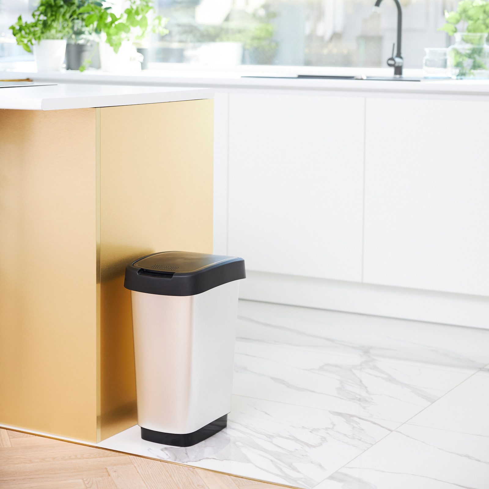ROTHO Mülleimer Twist Mülleimer 25l mit Deckel, Kunststoff (PP)