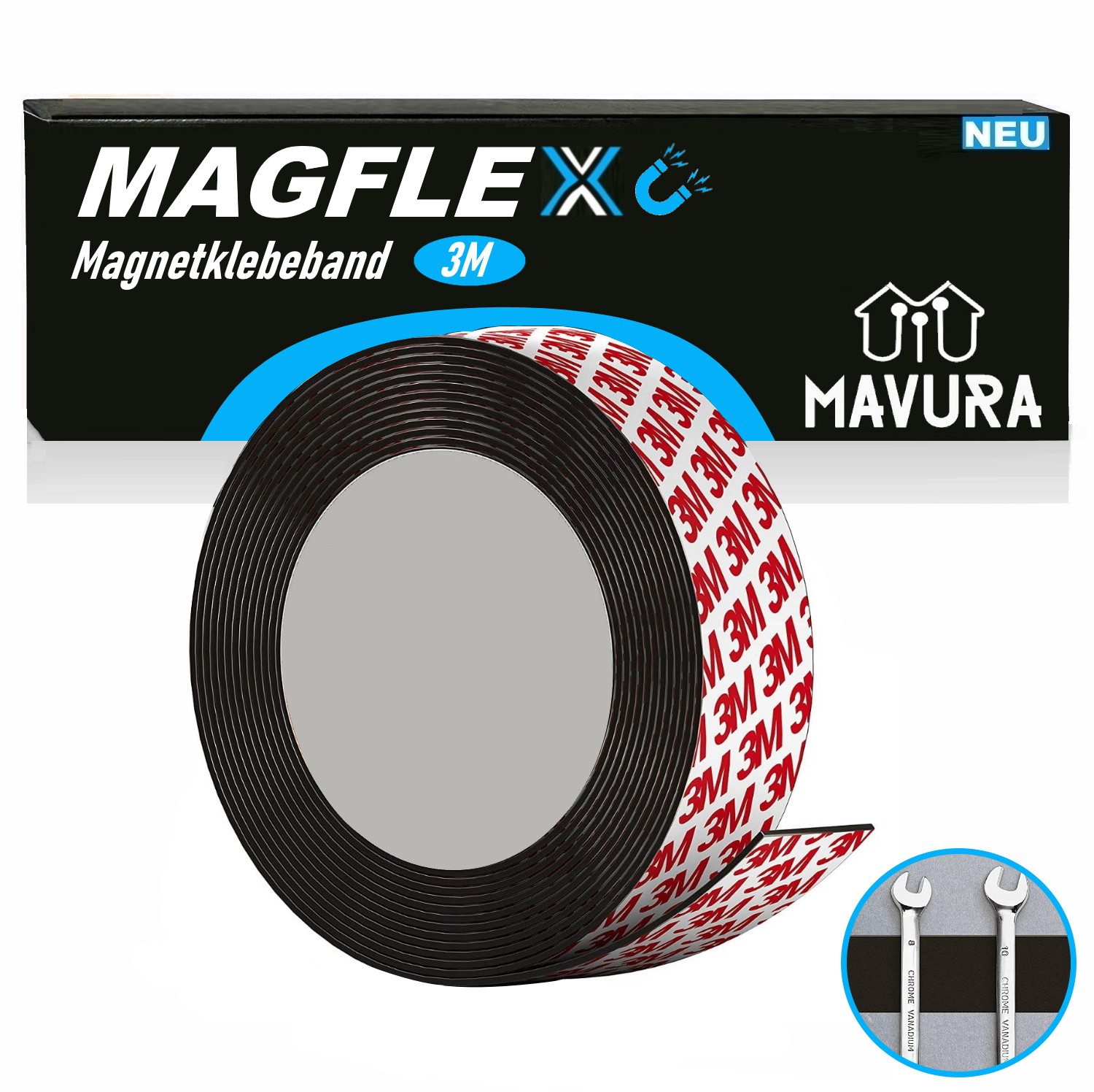 Magnethalter MAGFLEX Magnetband selbstklebend Magnetklebestreifen Magnetstreifen