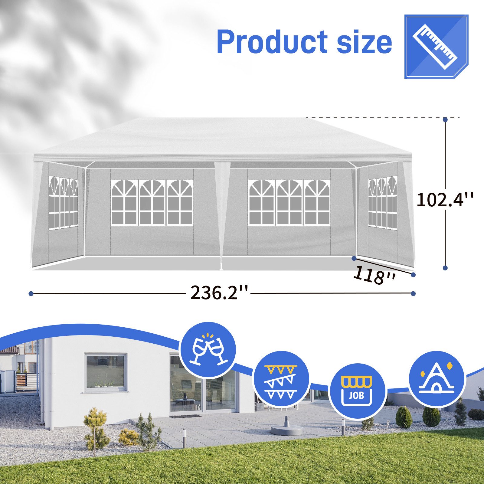 VINGLI Faltpavillon L x B: 3 x 3 m mit 3/4 Wänden, 3 x 9 mit 8 Wänden günstig online kaufen