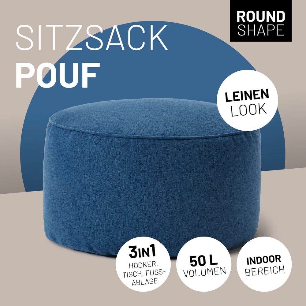 Lumaland Sitzsack Comfort Line Hocker 25x45cm, pflegeleicht Bodenkissen Bea günstig online kaufen