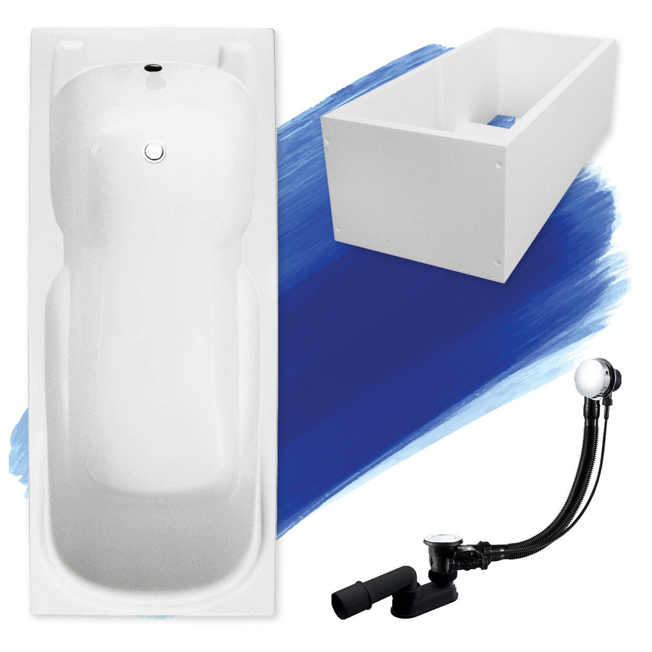 KOLMAN Badewanne Rechteck Majka 160x70, Ablaufgarnitur günstig online kaufen