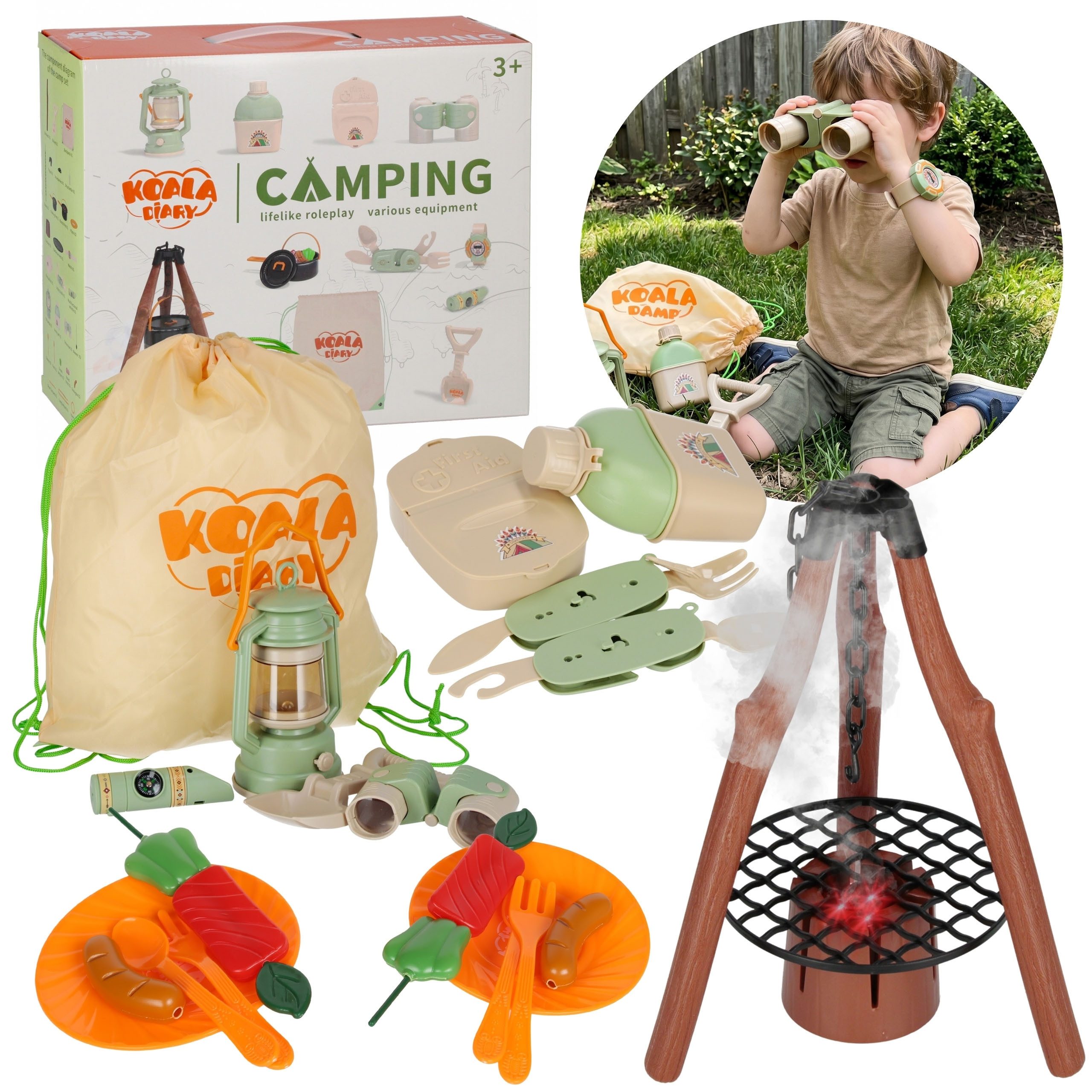 Sarcia.eu Lernspielzeug Camping-Set für Kinder mit Licht, Raucheffekt und Zubehör