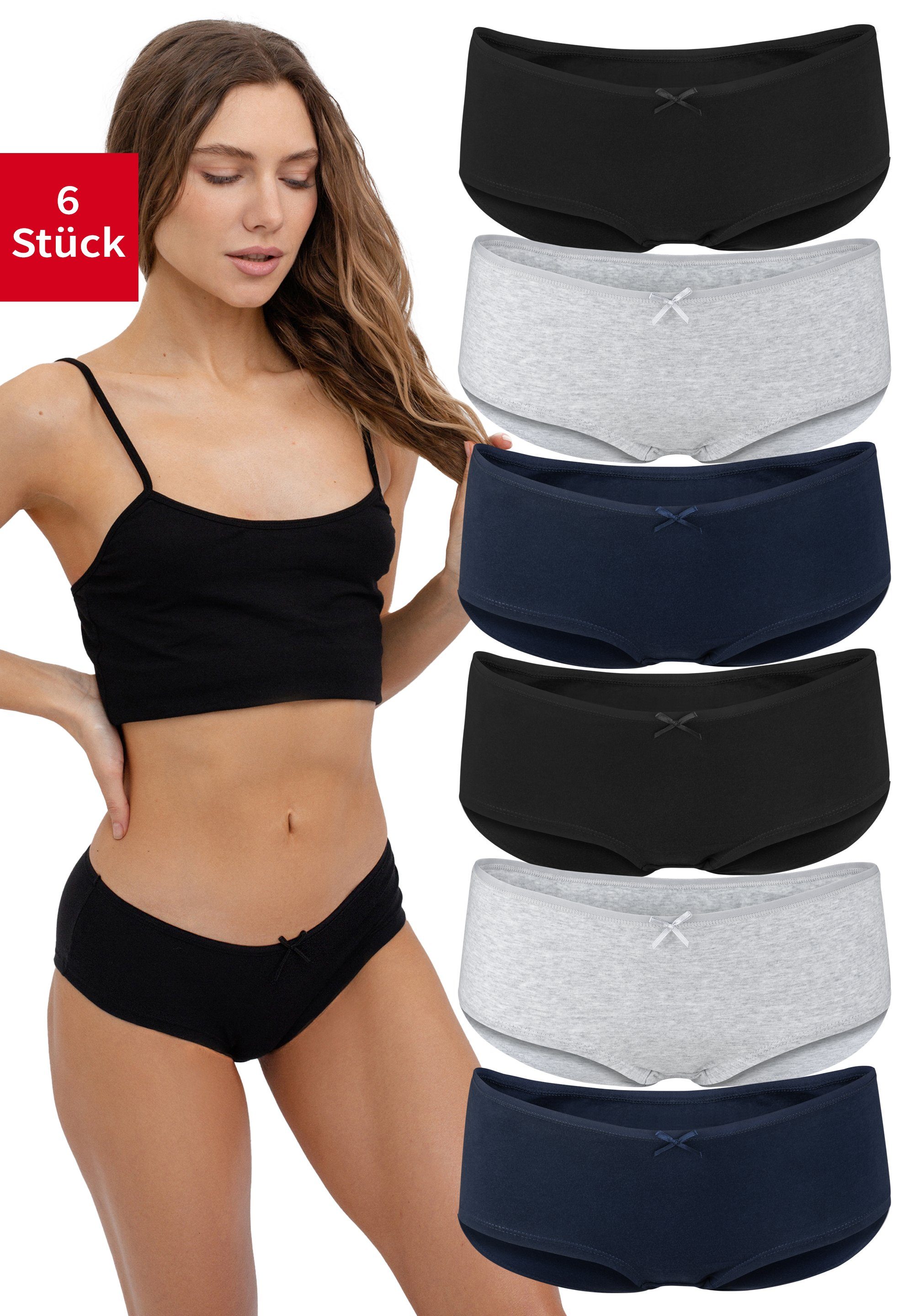 Fabio Farini Hipster Damen Труси - klassische Frauen Hipster Unterhosen aus Baumwolle (Packung, 6-St) im sportlichen Panty-Style