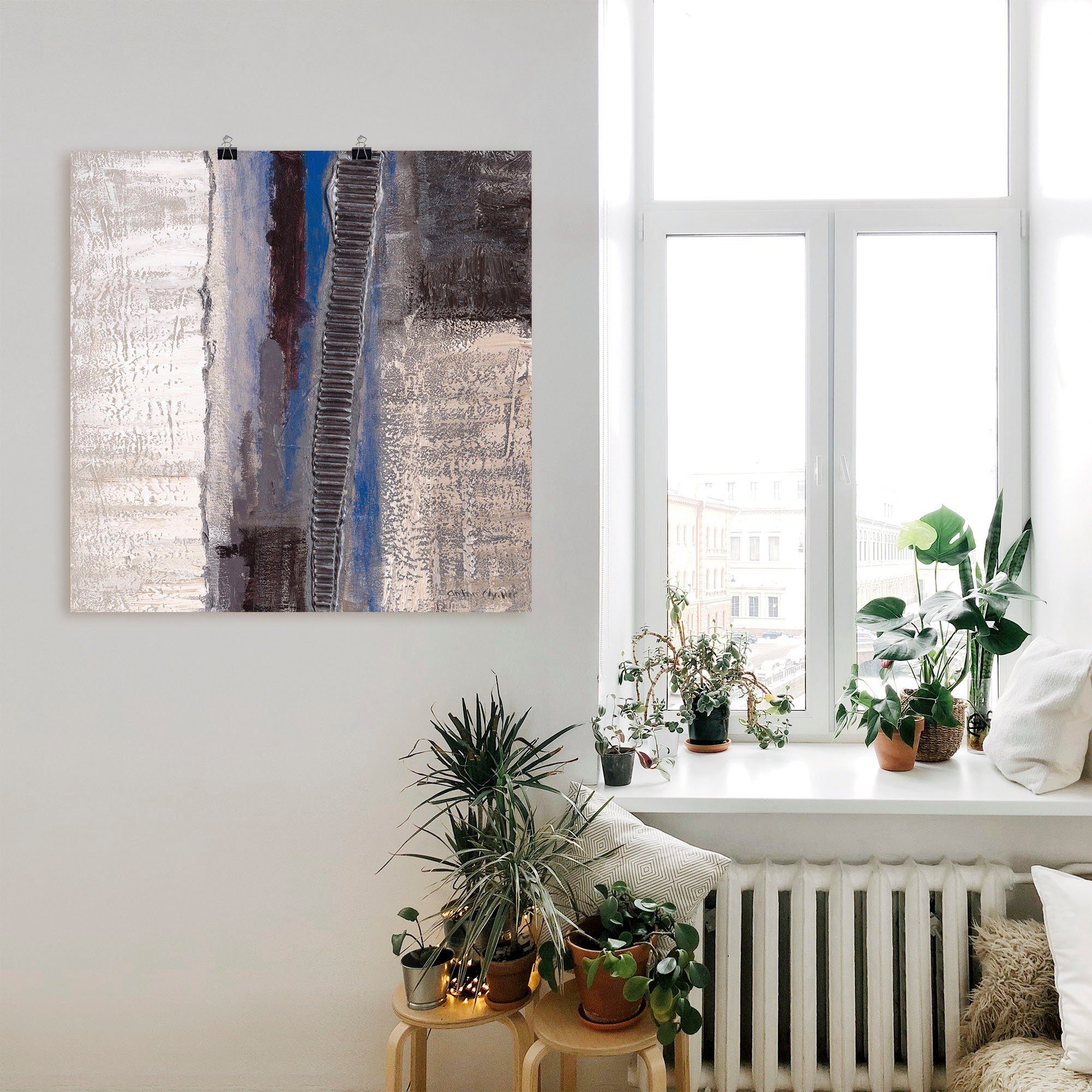 Artland Poster Blau-silber Abstrakt I, Muster (1 St), ohne Rahmen