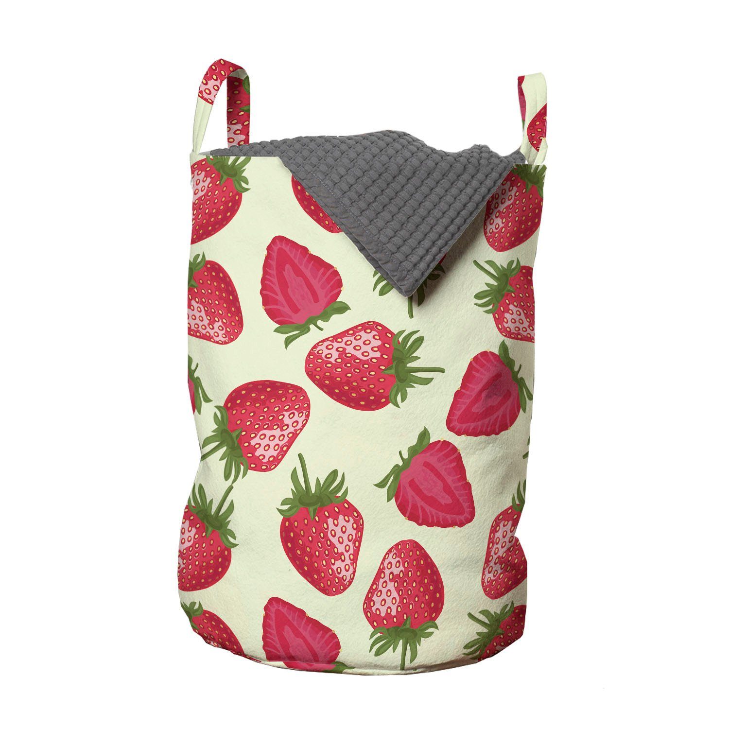 Abakuhaus Wäschesäckchen Früchte Erdbeeren für Kordelzugverschluss Lebensmittel Vivid mit Griffen Wäschekorb Waschsalons