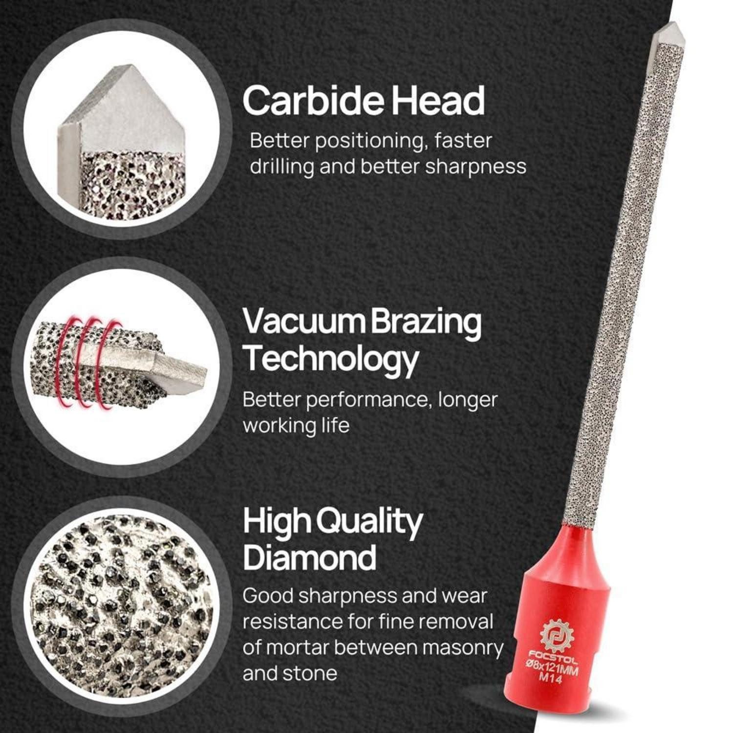 LuxusKollektion Fräsbohrer Mörtelfräser Diamant Hartmetall Mörtel Fuge Ziegel 2 8mm x 121mm