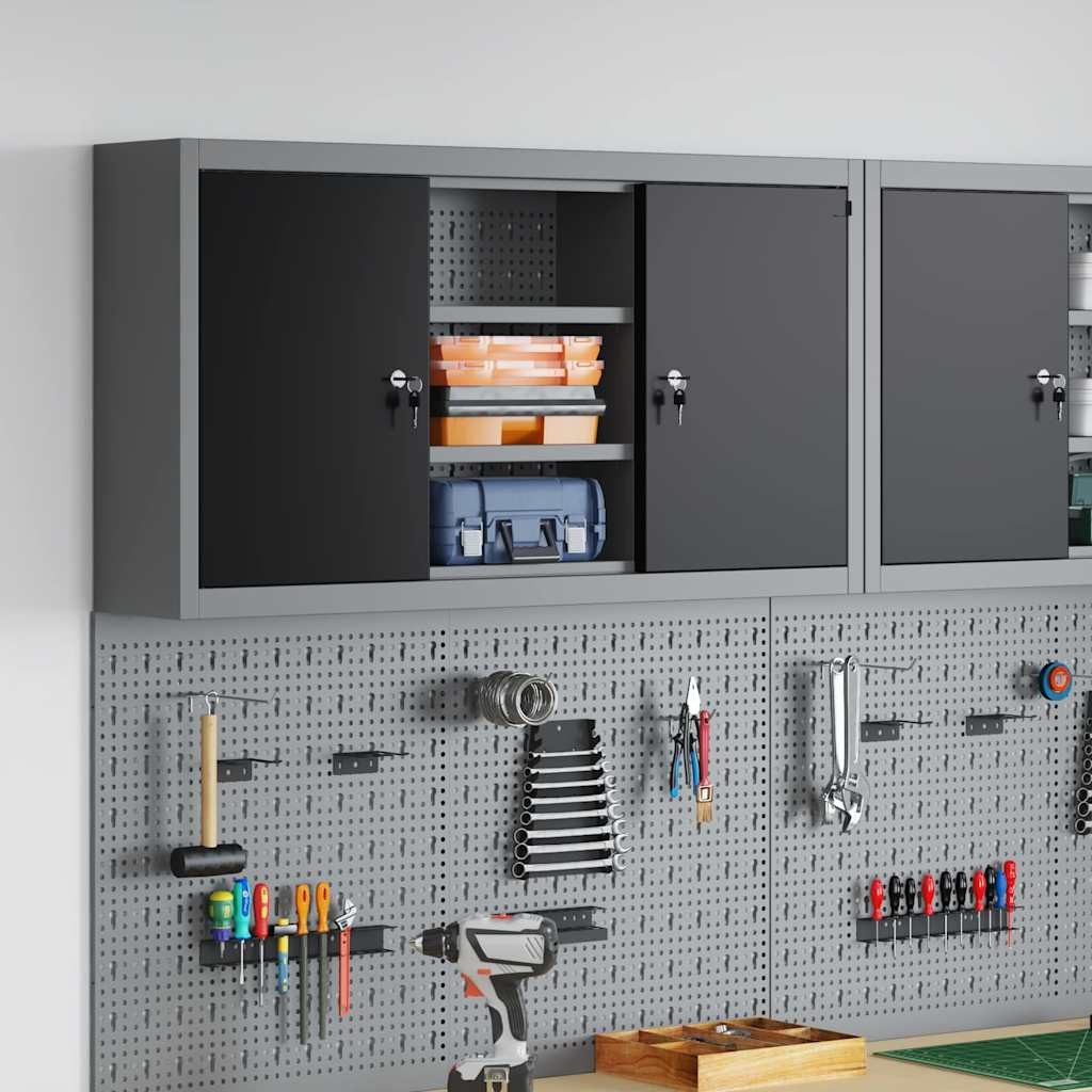 vidaXL Werkzeugbox Werkzeugschrank mit Regal Schwarz und Grau 100 x 20 x 55 cm (1 St)
