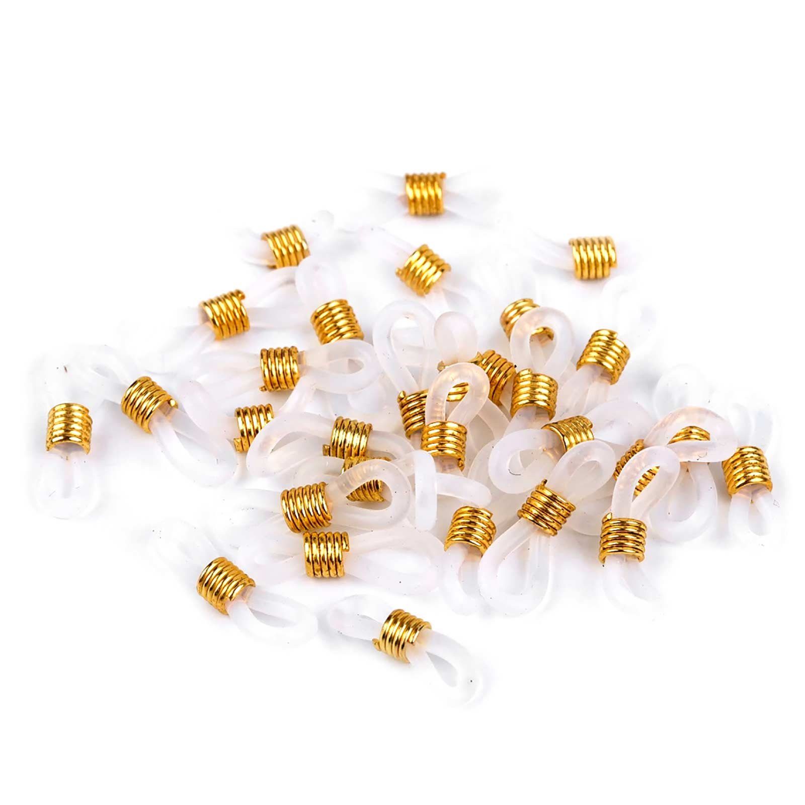 maDDma Brillenband 30 Gummischlaufen Ösen für Brillenband Brillenkette, transparent gold