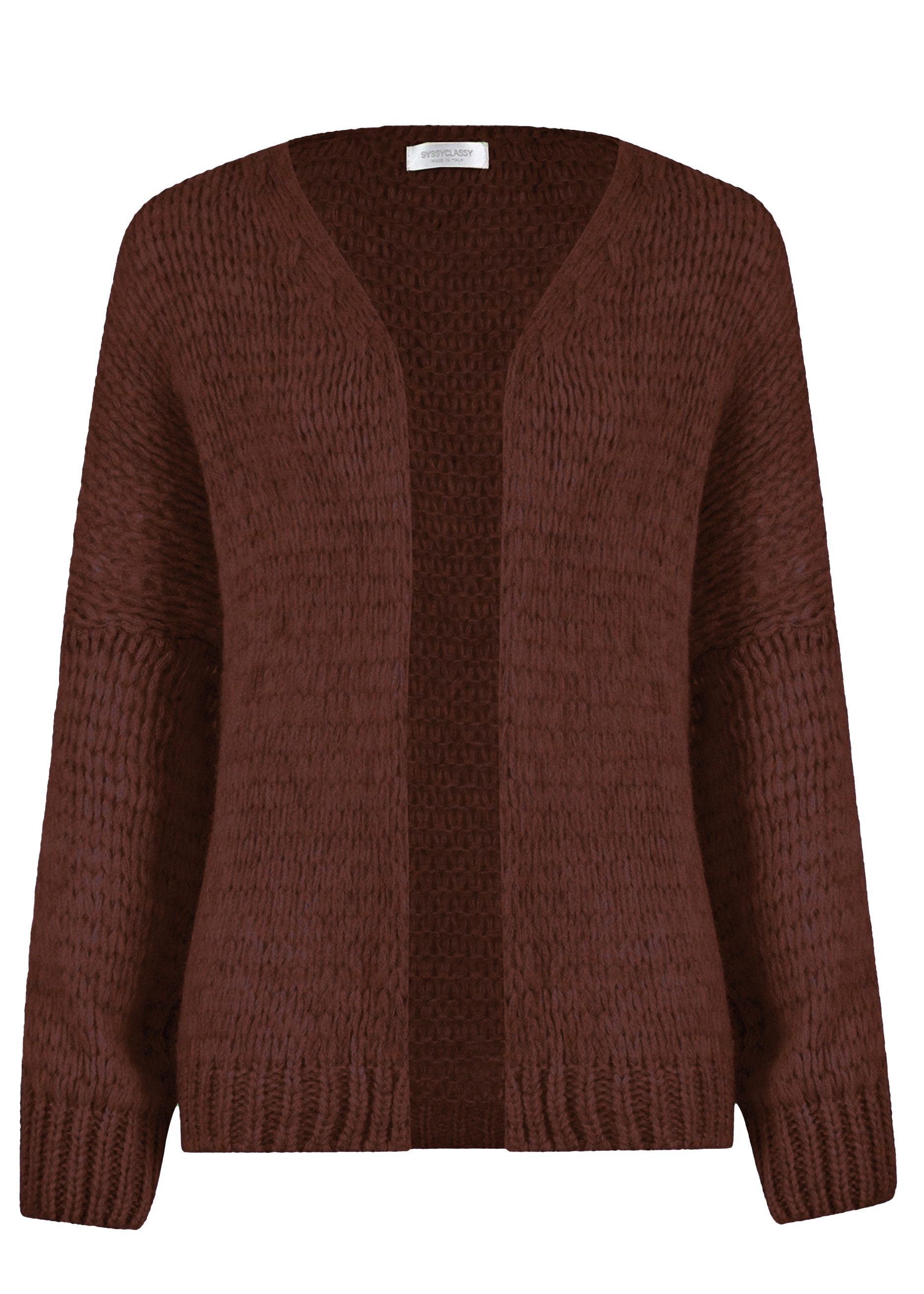 SASSYCLASSY Cardigan Oversize Strick Cardigan für Damen Flauschiger Cardigan mit offen fallendem Schnitt und Rippbündchen