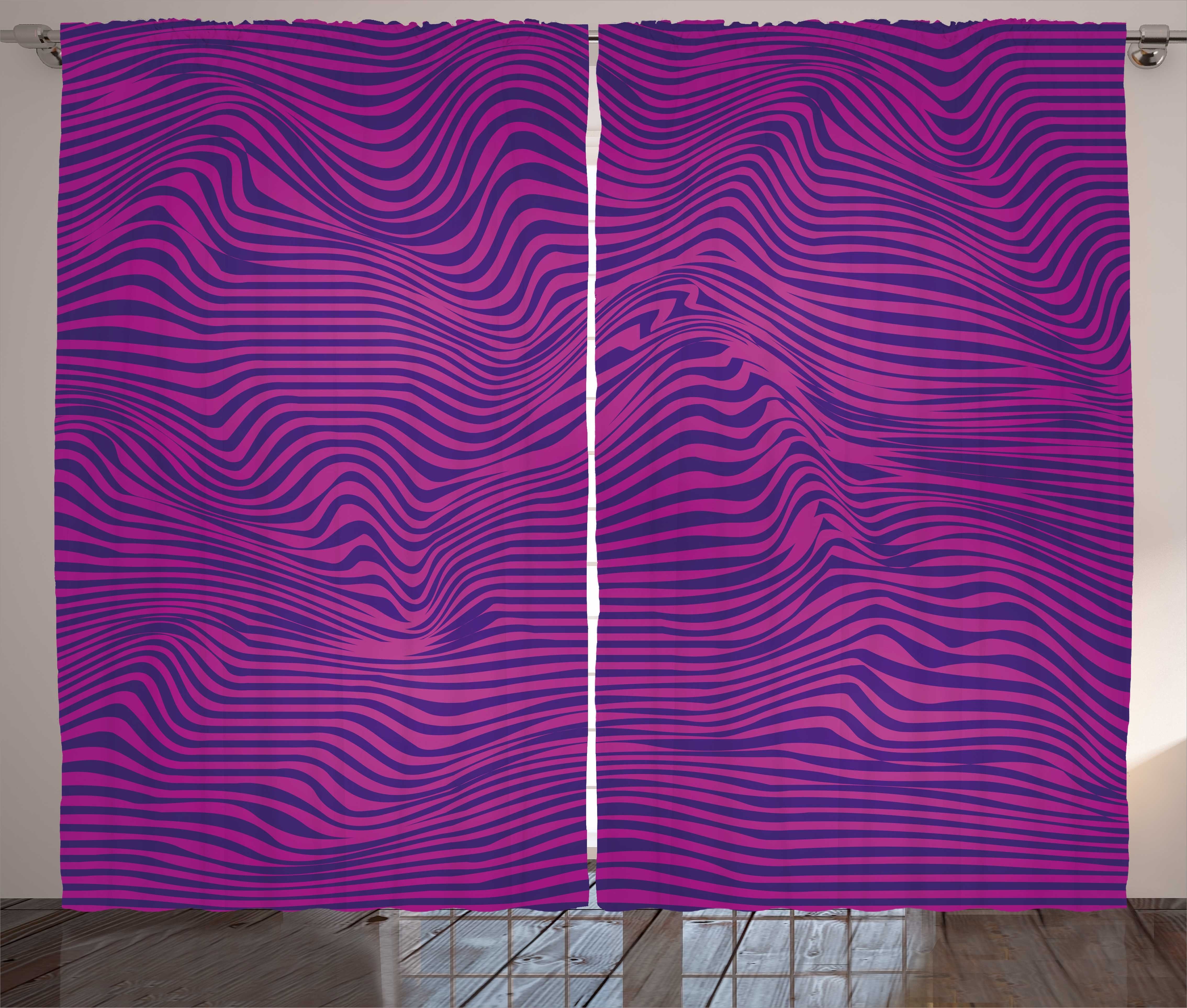 Gardine Schlafzimmer Kräuselband Vorhang mit 80er und Schlaufen Waves Retro Synthwave Abakuhaus, Bicolor Haken