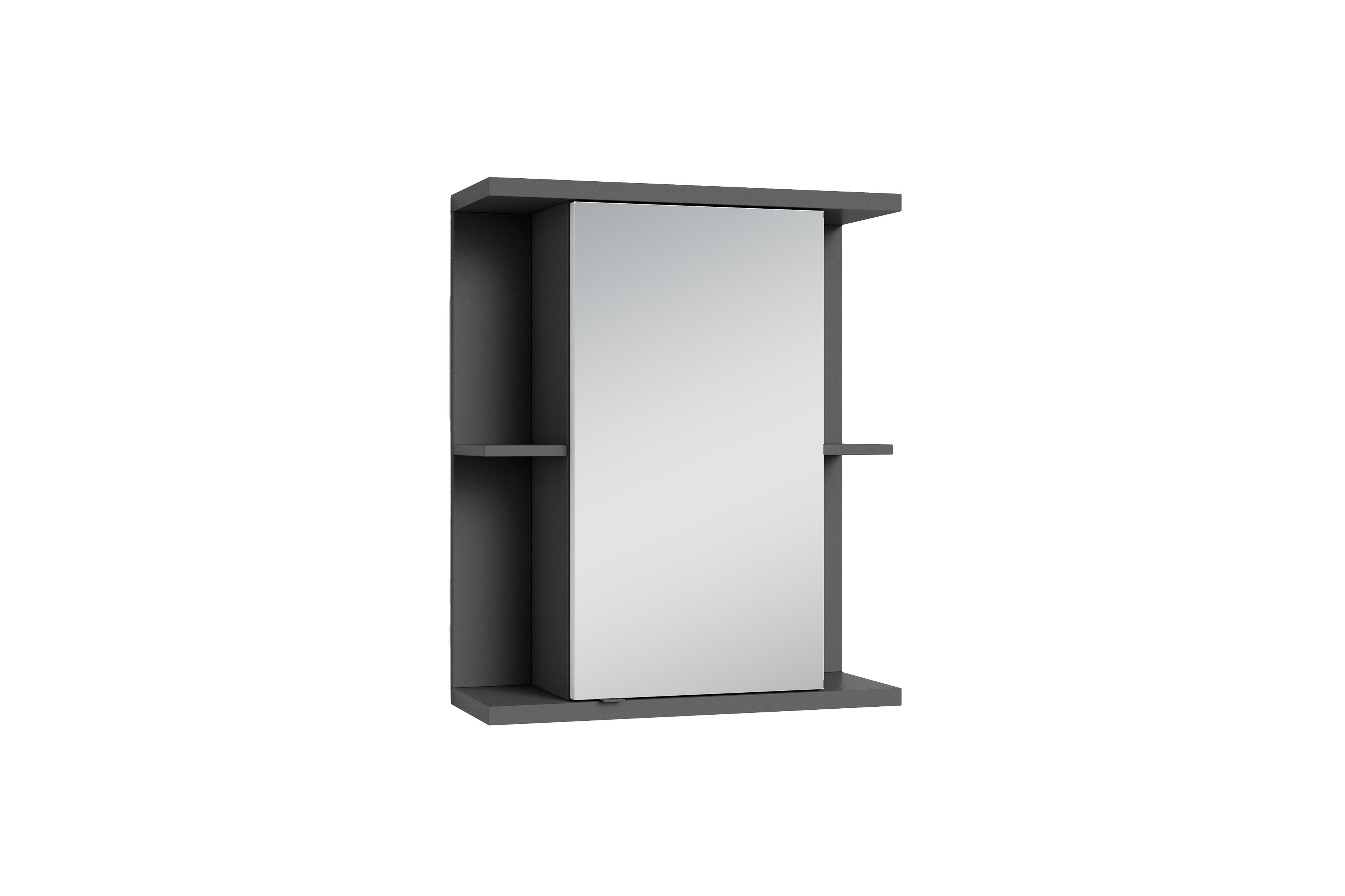 byLIVING Spiegelschrank NEBRASKA (in Eiche-Optik, Weiß oder Anthrazit, 4 offene Fächer / 3 verdeckte Fächer) mit Spiegeltür