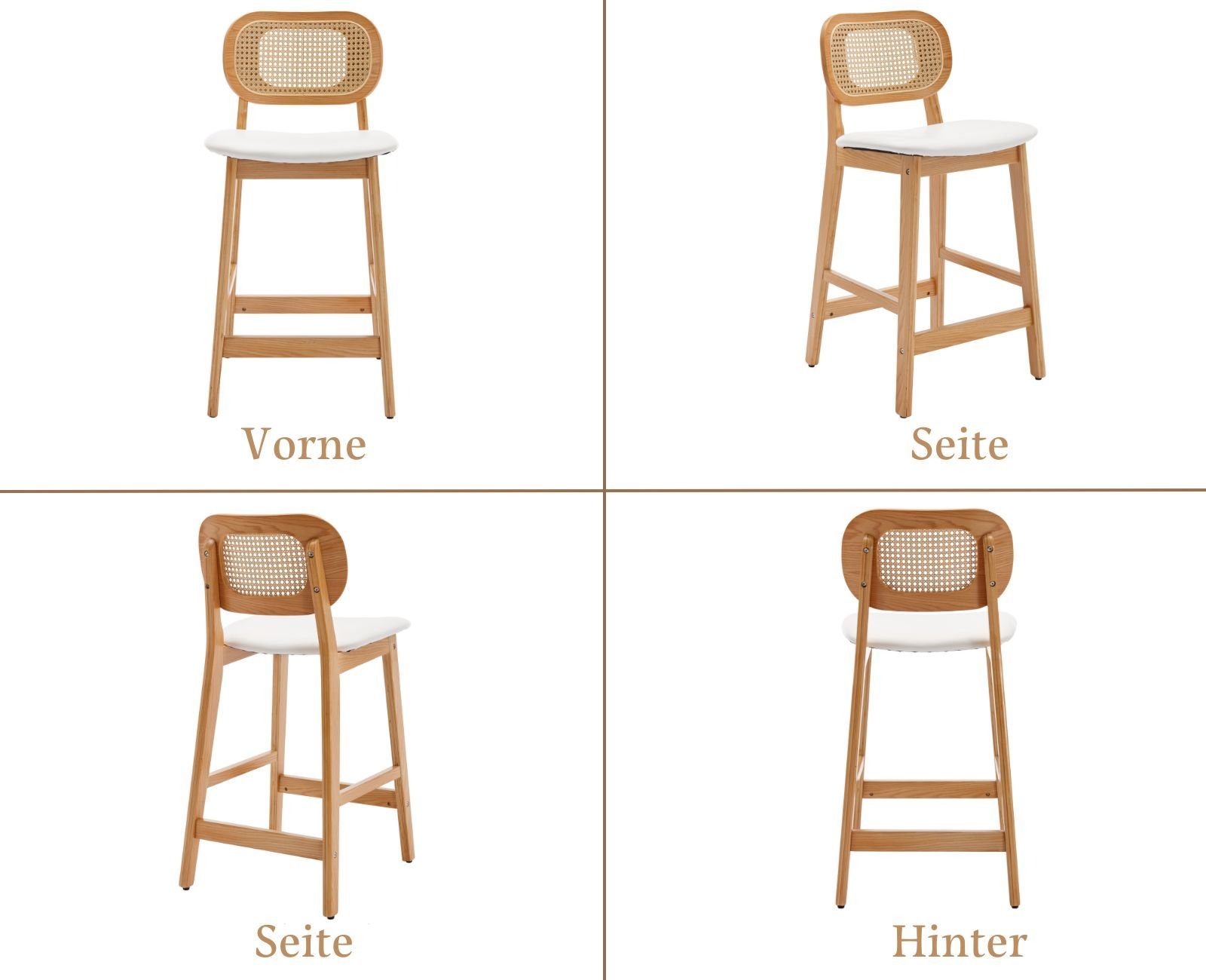 WAHSON OFFICE CHAIRS Barhocker Rattan 2/4er Set, Barstuhl Bistrohocker – Bild 3 von 5