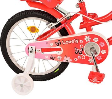 TPFSports Kinderfahrrad Volare Lovely mit 2 Handbremsen, 1 Gang, (Mädchen Fahrrad - Rutschfeste Sicherheitsgriffe), Kinder Fahrrad 16 Zoll mit Stützräder Laufrad Mädchen Kinderrad