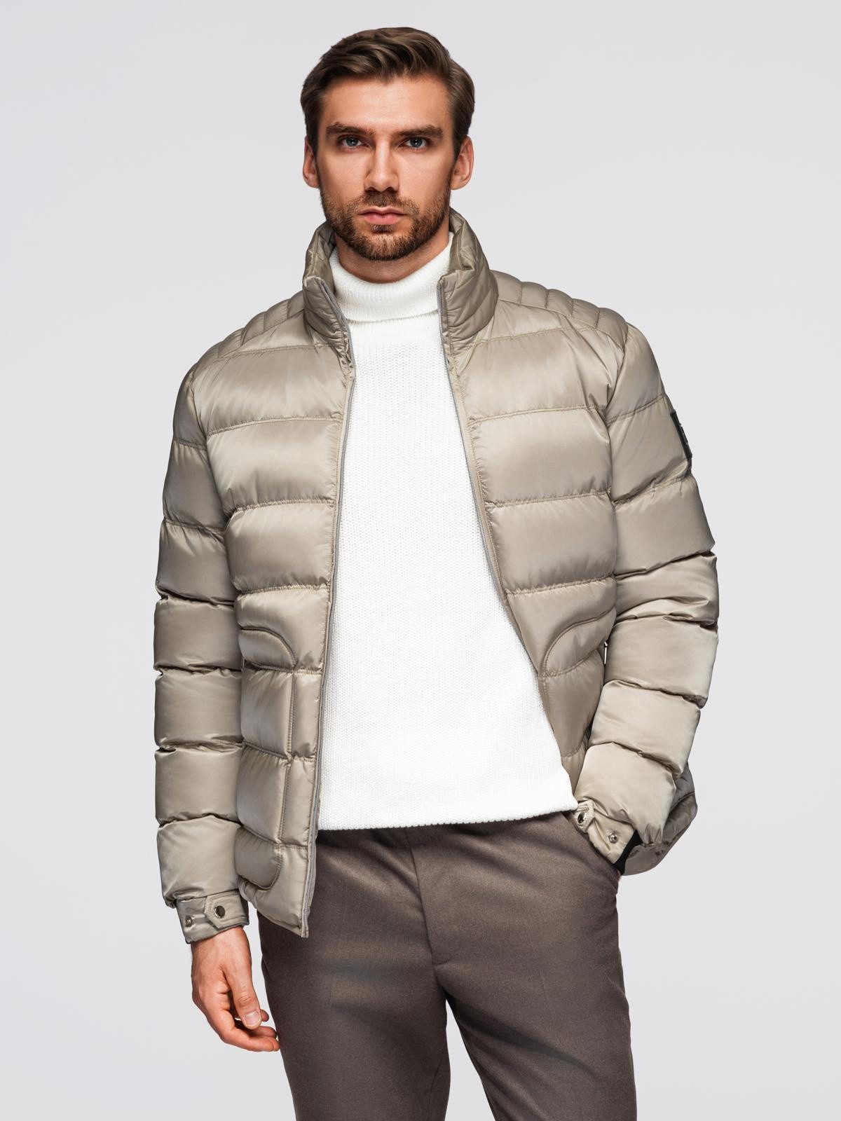 OMBRE Steppjacke Gesteppte Herrenjacke mit Glanz und Stehkragen