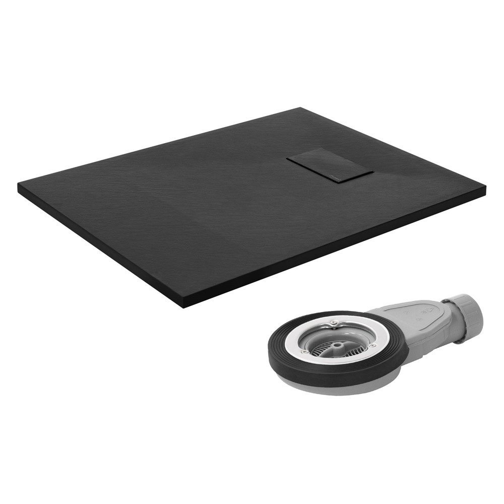 LuxeBath Duschwanne Duschtasse Brausetasse mit Ablaufgarnitur und Anti-Rutsch-Oberfläche, Rechteckige Brausewanne 90x70 cm mit Siphon Höhe 30 mm extra flache