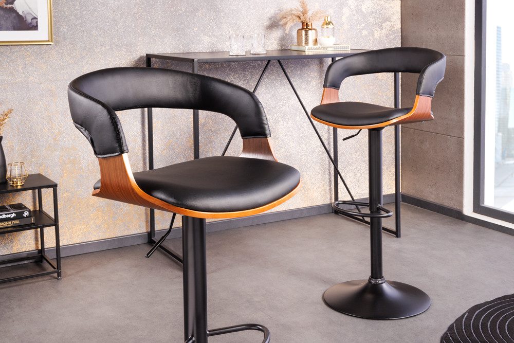 riess-ambiente Barhocker MANHATTAN schwarz / braun (Einzelartikel, 1 St), Kunstleder · Metall · höhenverstellbar · 360° drehbar · mit Lehne
