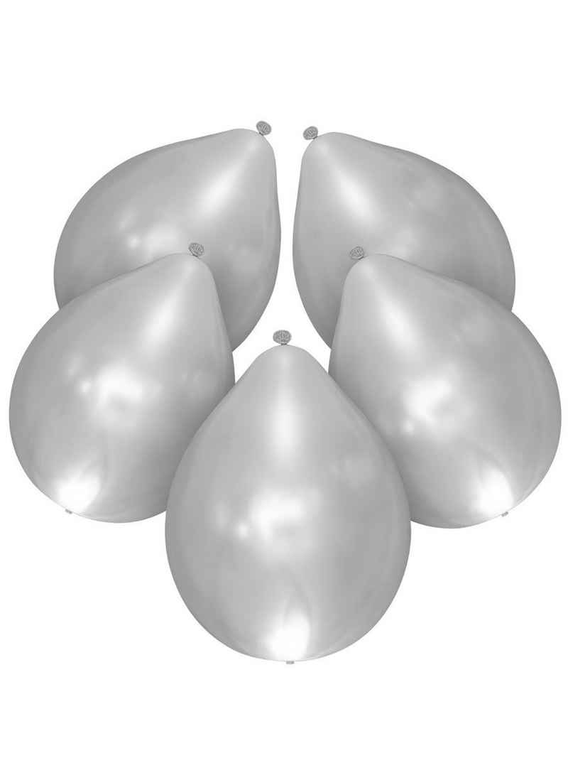 Boland Luftballon 5 LED Party Deko Hochzeit Ballons - silber, Ein Satz Leuchtballons für Party, Jubiläum und Event