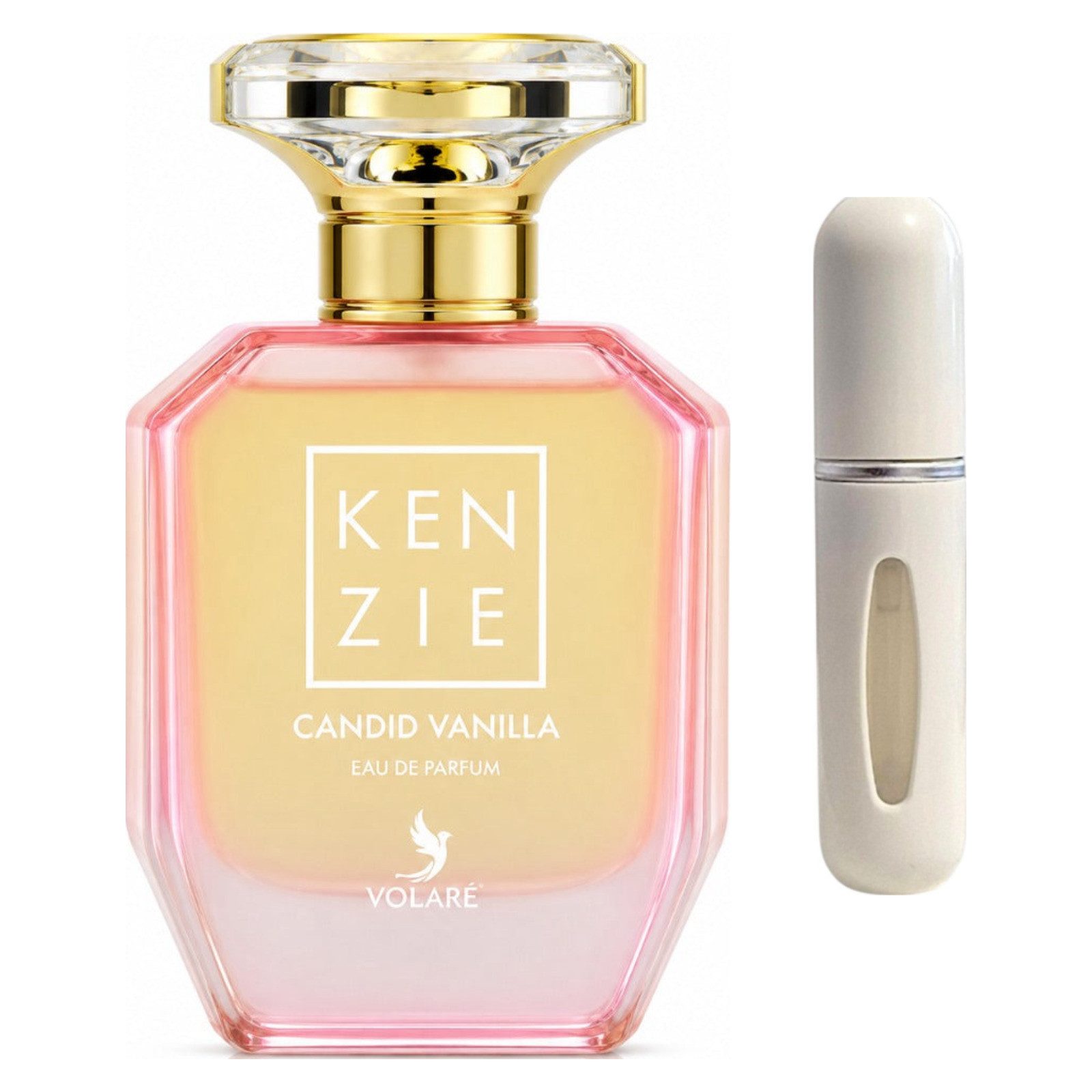 Volaré Perfumes Duft-Set Kenzie Candid Vanila EDP – Süß Gourmand + Parfümzerstäuber (leer)