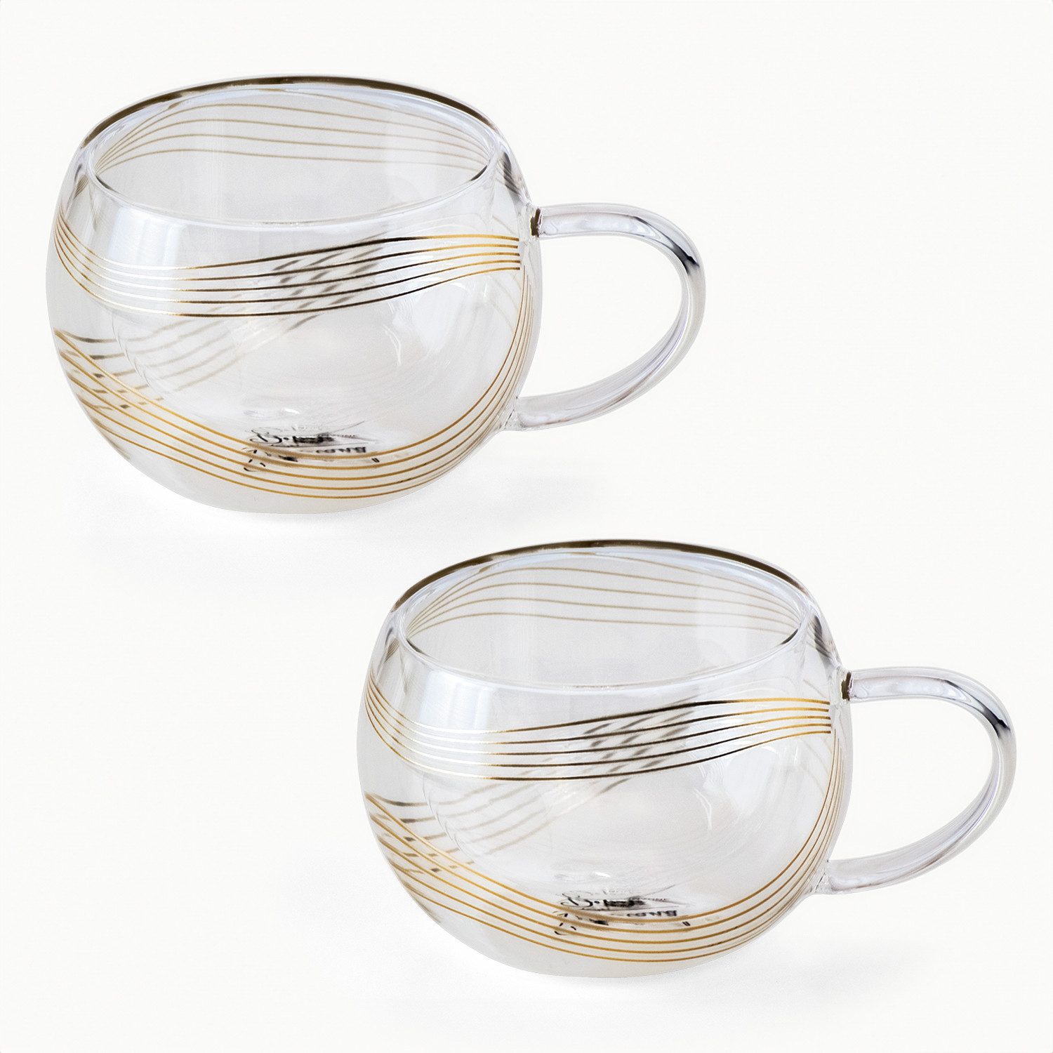 Thermoglas Doppelwandiges 2-er Set Tee- Kaffee Glas 270 ml Design „Goldline“