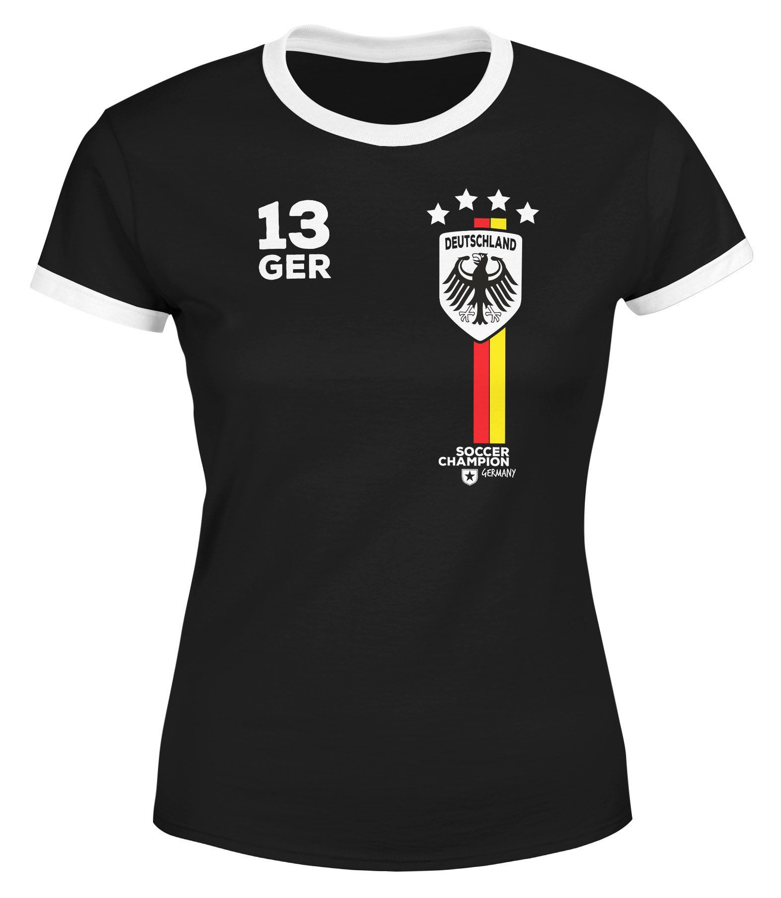 MoonWorks Print-Shirt Moonworks® Damen Fan-Shirt Fußball Retro Deutschland Germany