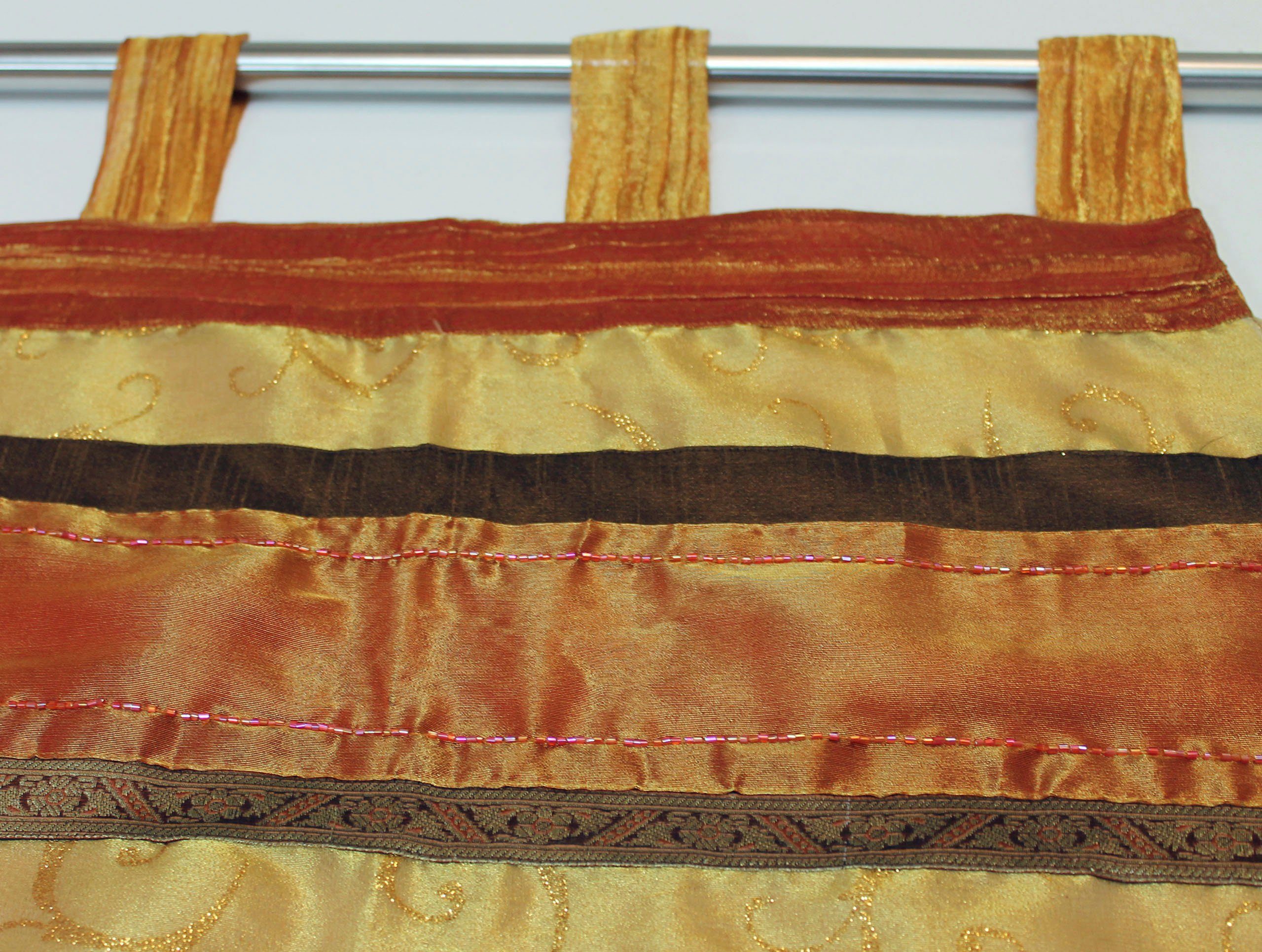 (1 - St), Brokat-Bordüre OF ART Gardine DECO, HOSSNER Schlaufen HOME Schlaufenschal transparent, mit Lungernsee,