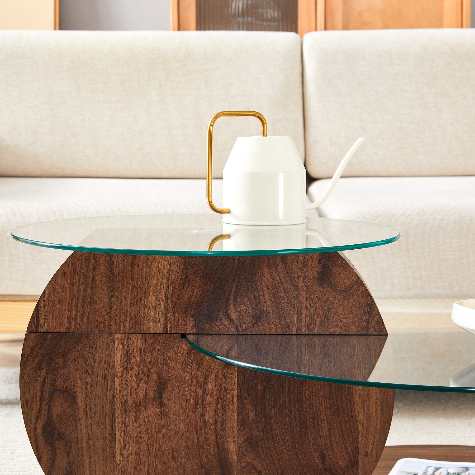 Rutaqian Couchtisch Moderner minimalistischer gehärteter Glas-Couchtisch, günstig online kaufen