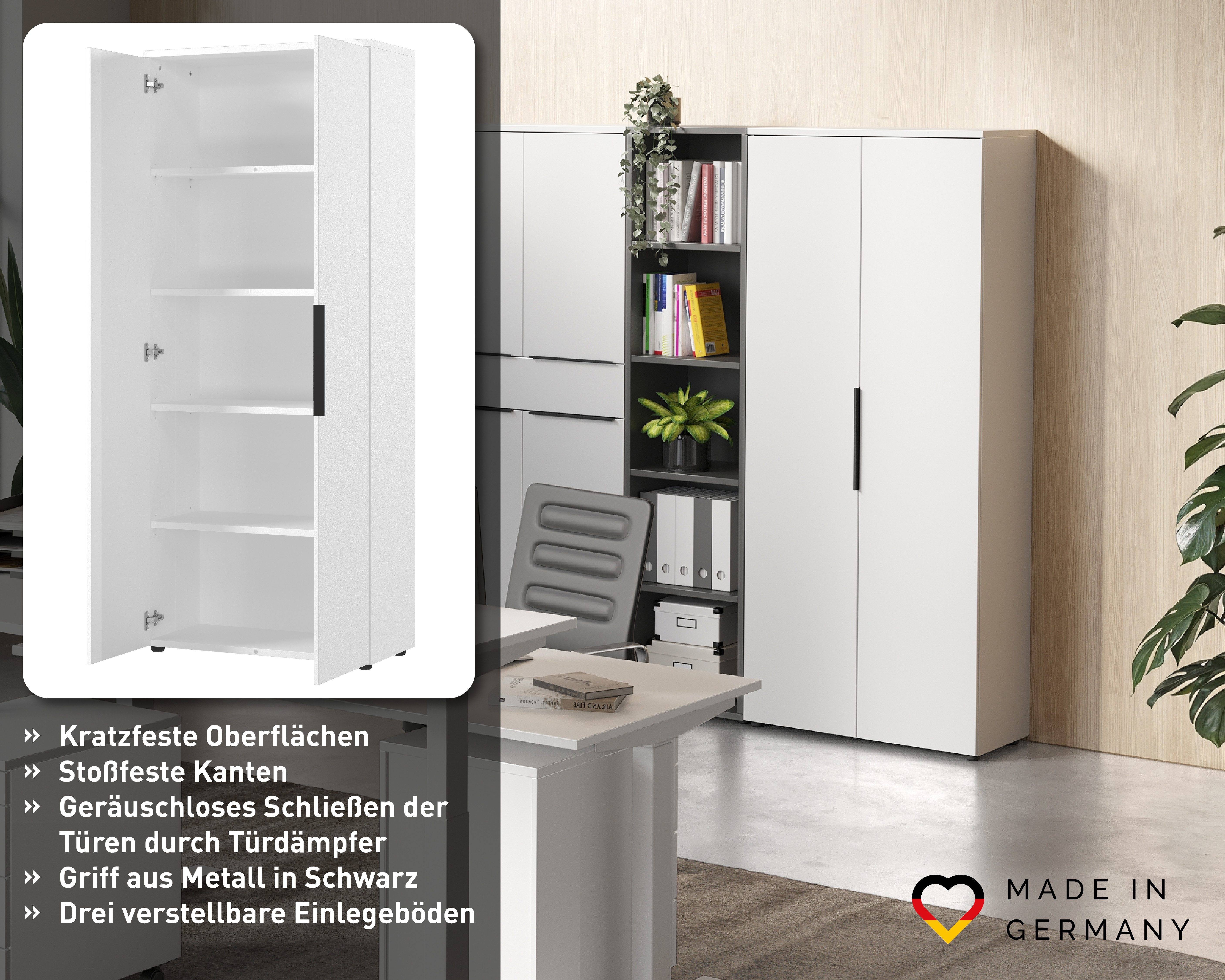 GERMANIA Aktenschrank Mailand optional mit Schublade, Türdämpfer, Breite 80 cm, Made in Germany