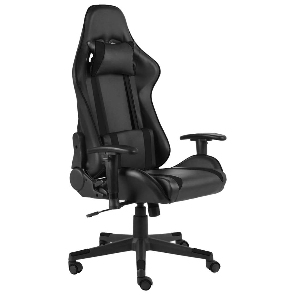 vidaXL Gaming-Stuhl Gaming-Stuhl Drehbar Schwarz PVC (1 St) Schwarz | Schwarz