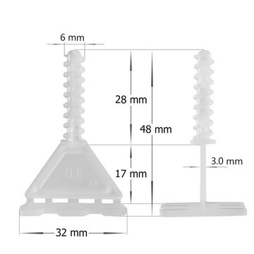 MidGard Fliesenkreuz Nivelliersystem Fliesen-Verlegehilfe Nivellierset Wand-/ Bodenfliesen (400-St., 200 Zughauben Blau & 200 Laschen 3,0 mm)