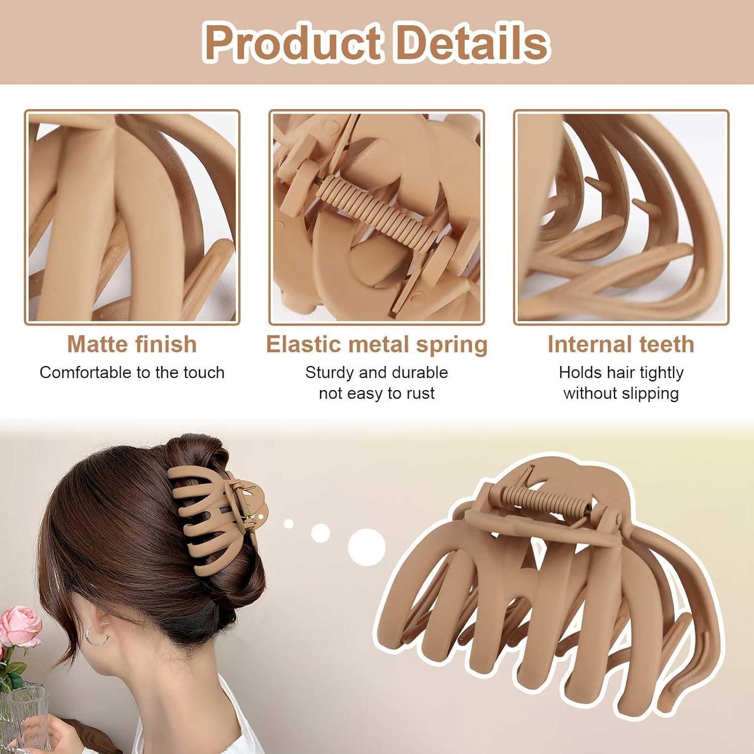LuxusKollektion Haarklammer 4er Set Große Oktopus Haarklammern 9.5CM Damen Haarspangen Neutrale