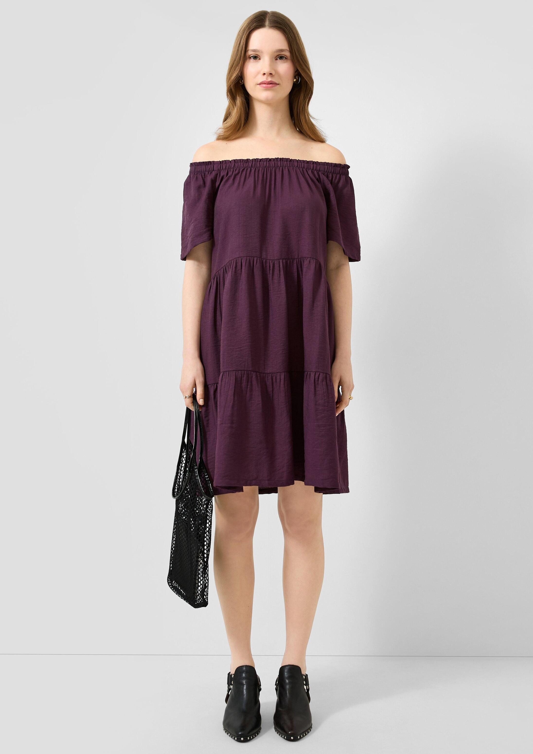 QS Minikleid Kleid Viskosemix-Kleid mit Carmenausschnitt
