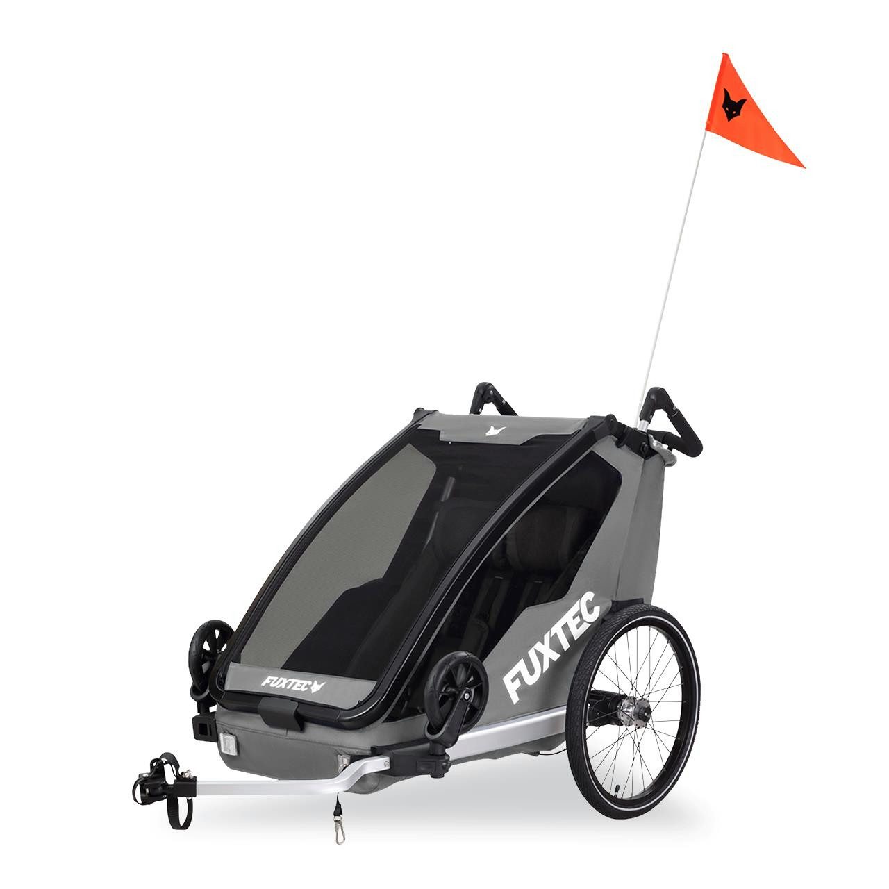 FUXTEC Fahrradkinderanhänger FX-FA1neu, faltbar, für 2 Kinder geeignet, mit 5-Punkt-Sicherheitsgurte