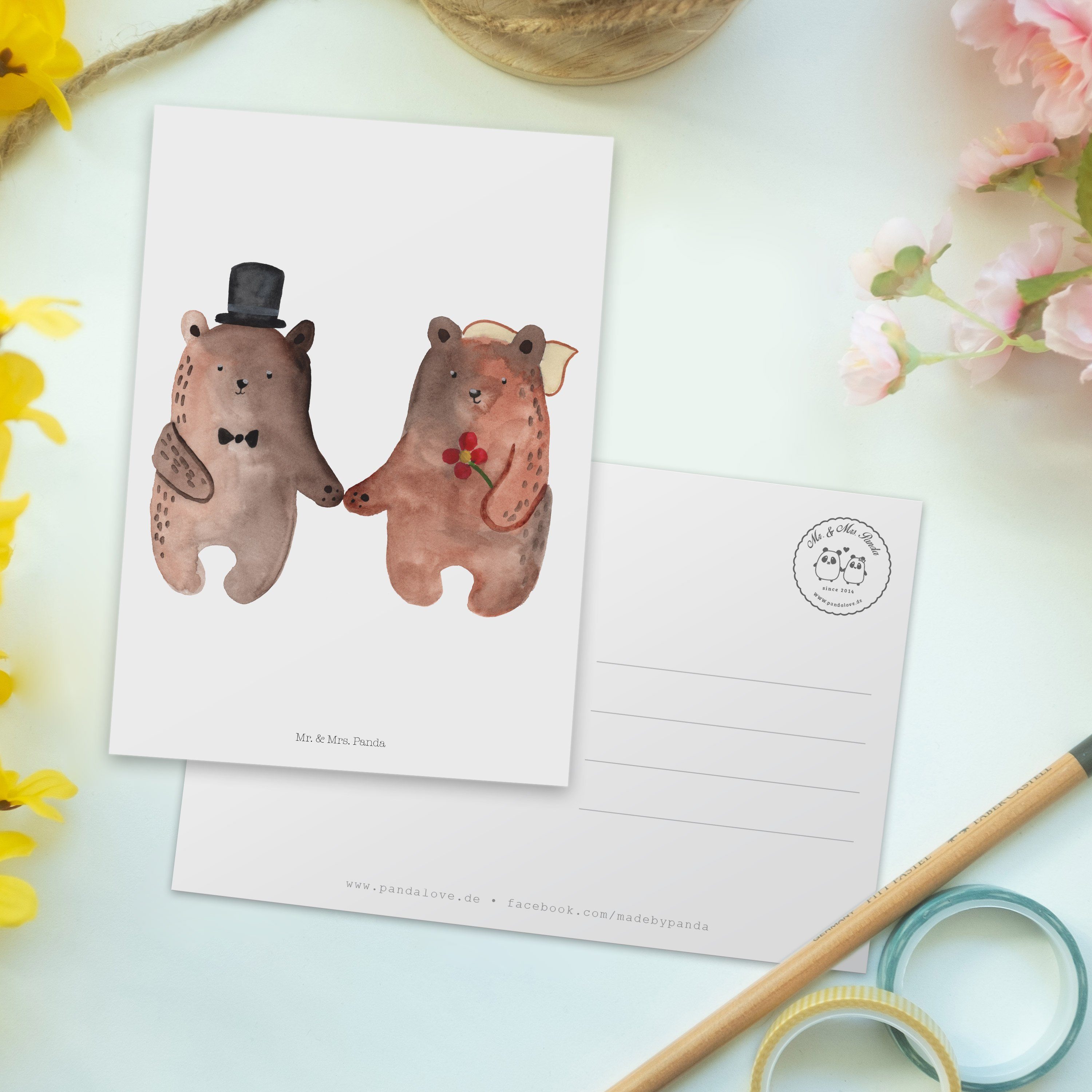 Einladungskarte, Mrs. Heirat Postkarte Dankeskarte Grußkarte, & Geschenk, - Bär Weiß Panda - Mr.