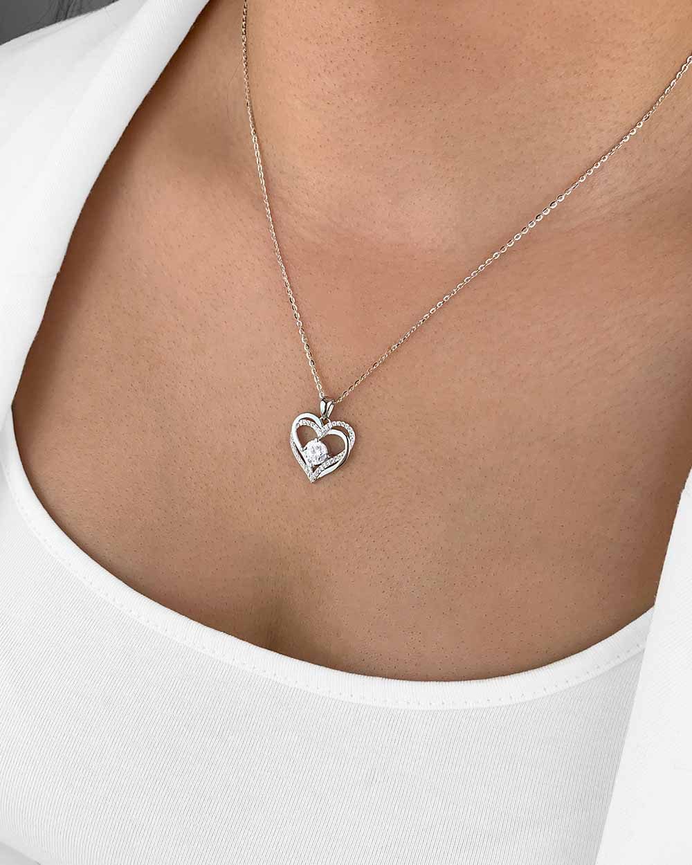 Herzkette 'Eva' Damen Halskette Silber 925 Herz Anhänger Kristall