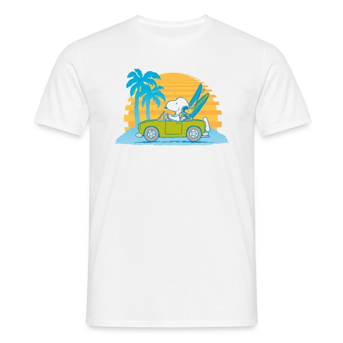 Spreadshirt Peanuts Snoopy Cabrio Urlaub Am Strand Männer T-Shirt (1-tlg)