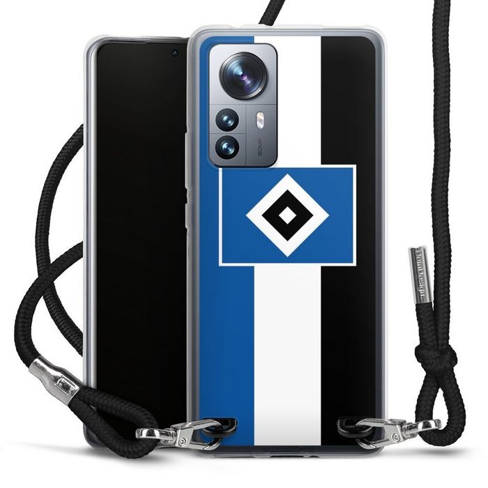DeinDesign Handyhülle HSV Streifen Hamburger SV HSV Streifen - Blau-Weiß-Schwarz Xiaomi 12 Pro 5G Handykette Hülle mit Band Case zum Umhängen