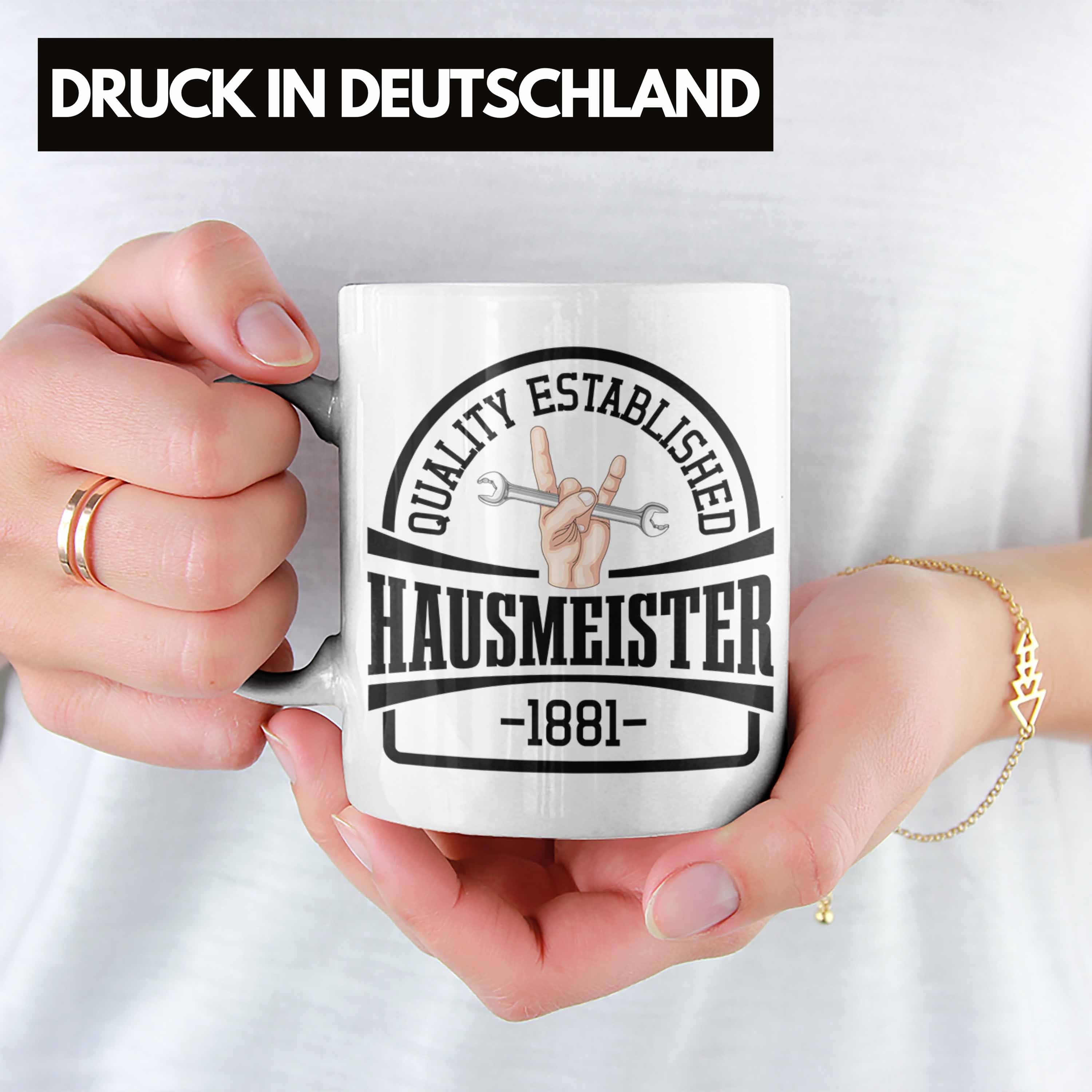 Trendation Tasse Trendation - Hausmeister Weiss Haustechniker Lustig Geschenke Spruch Tasse