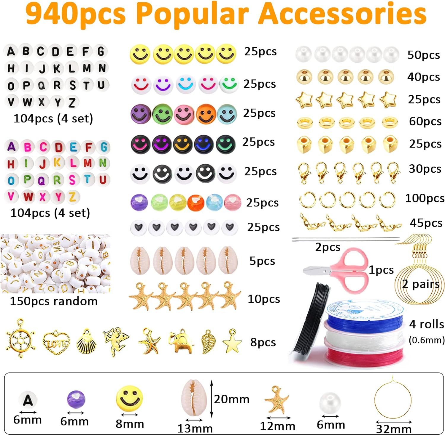 Refined Living Kreativset Bastelperlen Armband Perlen Set 3mm Glasperlen DI günstig online kaufen